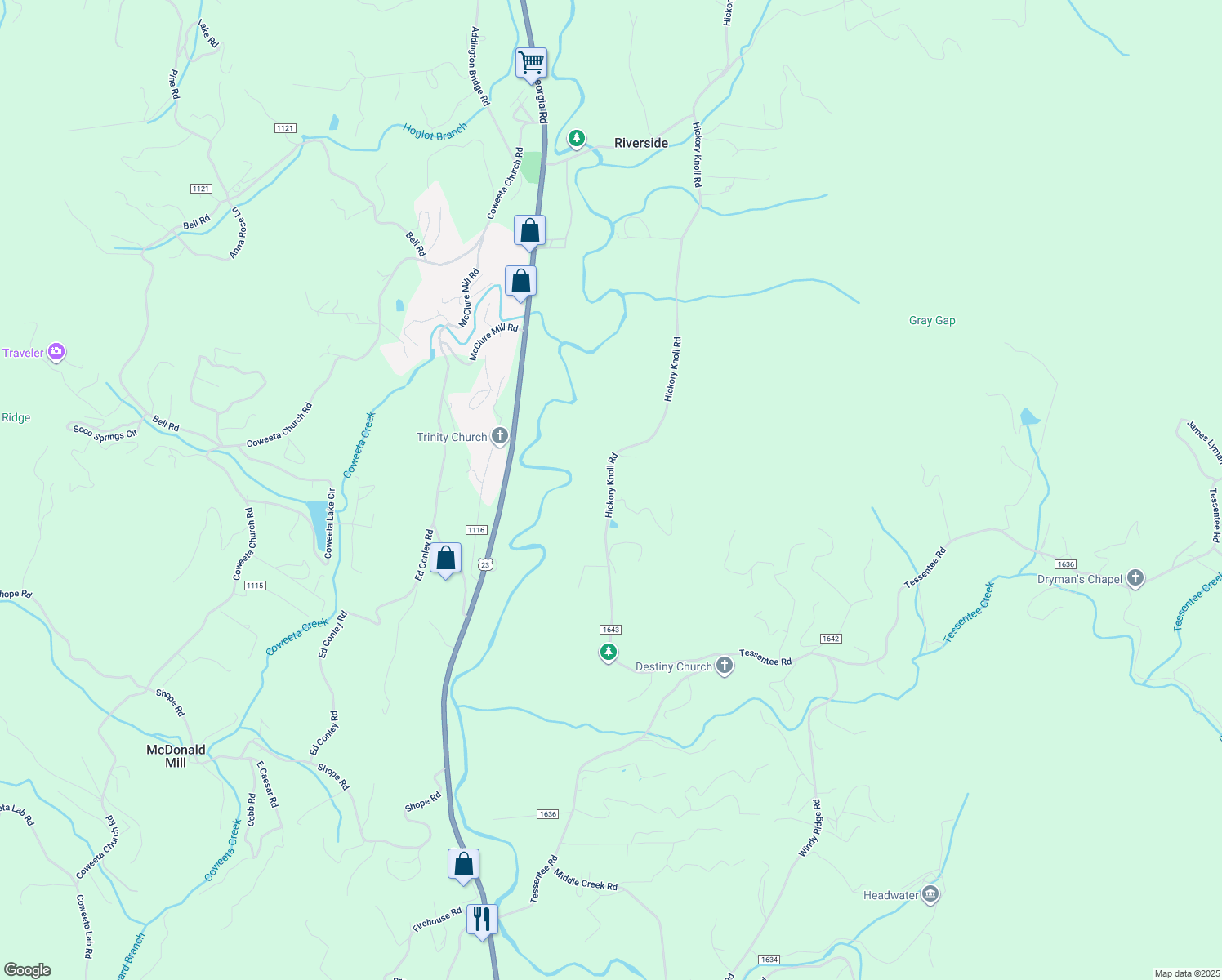 map of restaurants, bars, coffee shops, grocery stores, and more near 2600 Hickory Knoll Road in Franklin
