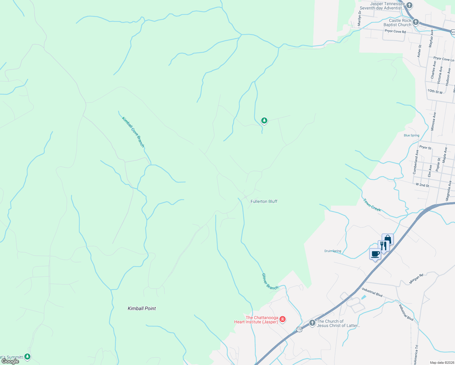 map of restaurants, bars, coffee shops, grocery stores, and more near in Jasper