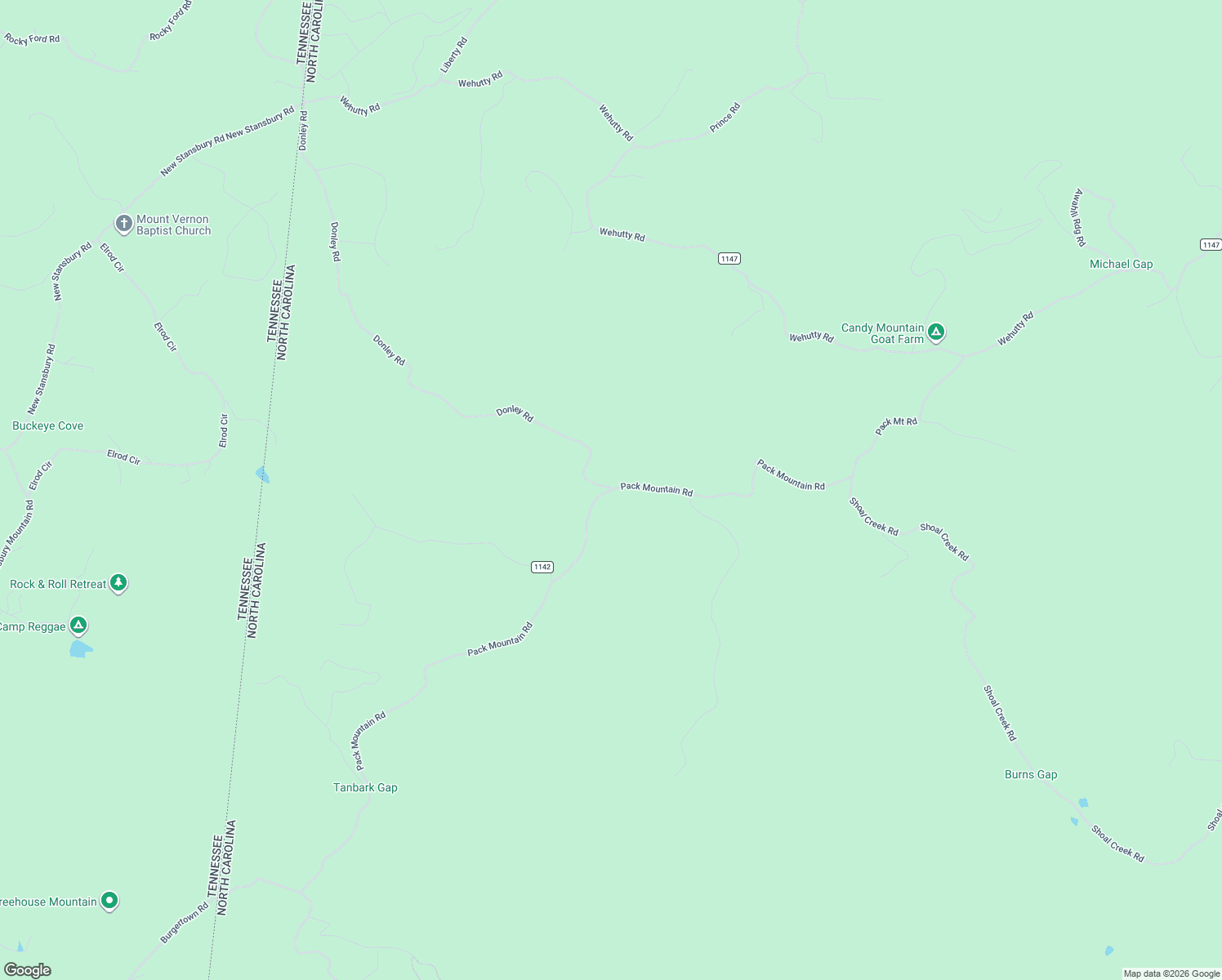 map of restaurants, bars, coffee shops, grocery stores, and more near 1141 Pack Mountain Road in Murphy