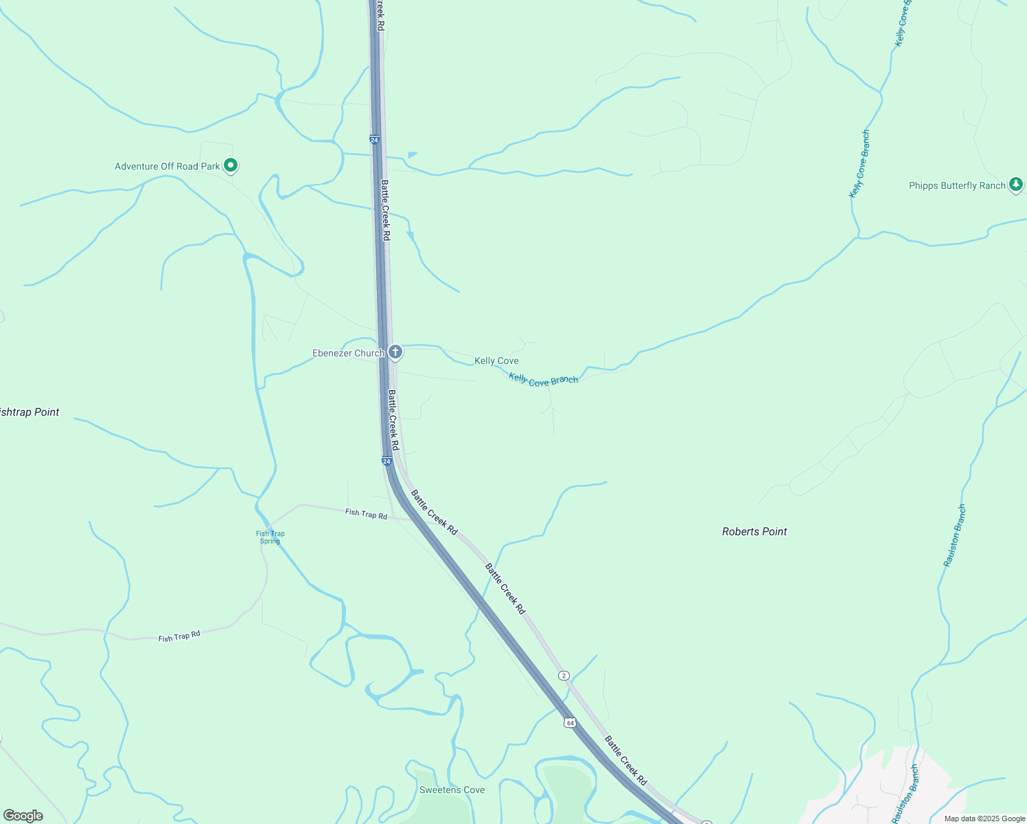 map of restaurants, bars, coffee shops, grocery stores, and more near 64 South Of Highway East in South Pittsburg