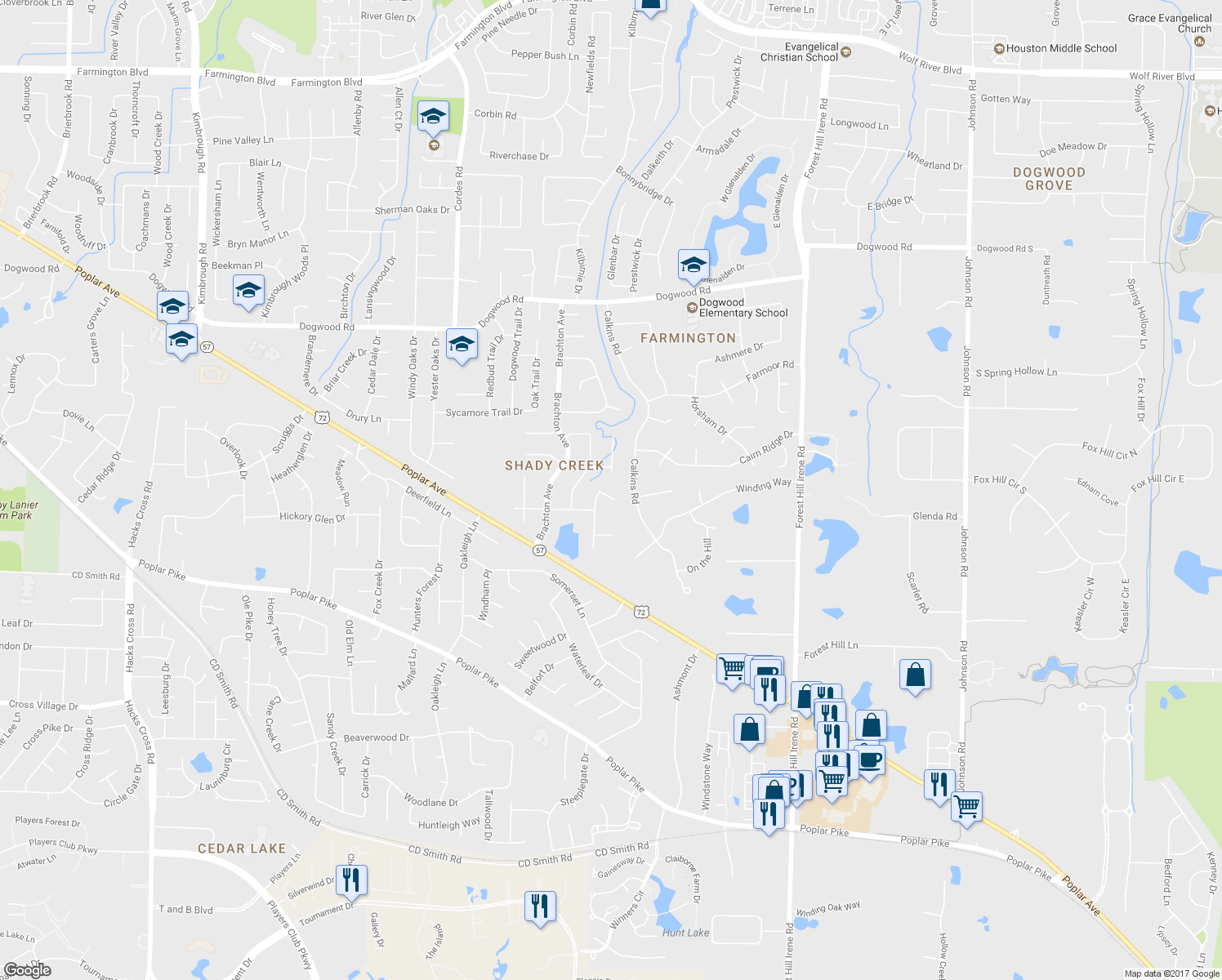 map of restaurants, bars, coffee shops, grocery stores, and more near 8810 Red Maple Cove in Germantown