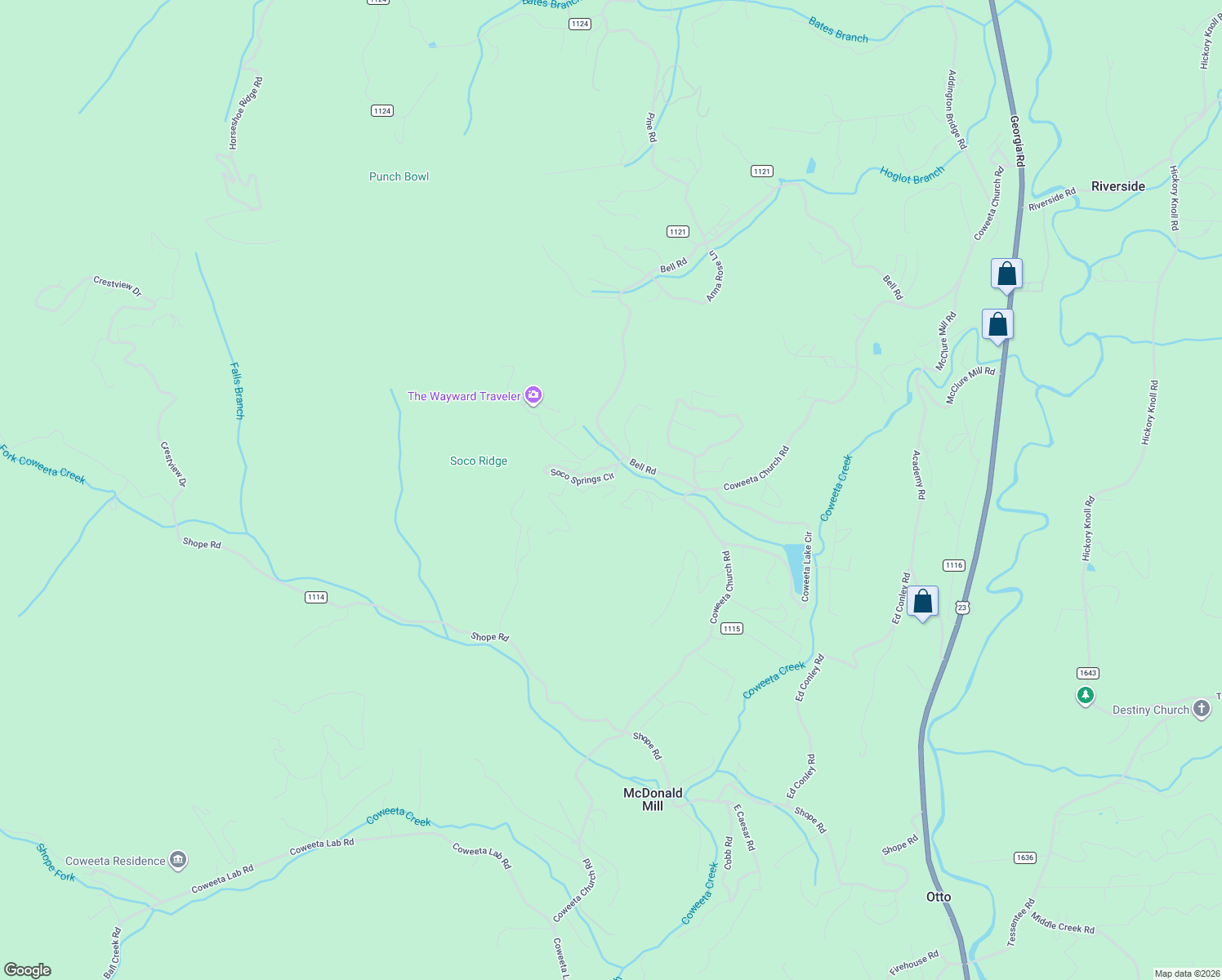 map of restaurants, bars, coffee shops, grocery stores, and more near 193 Finch Knob Road in Otto