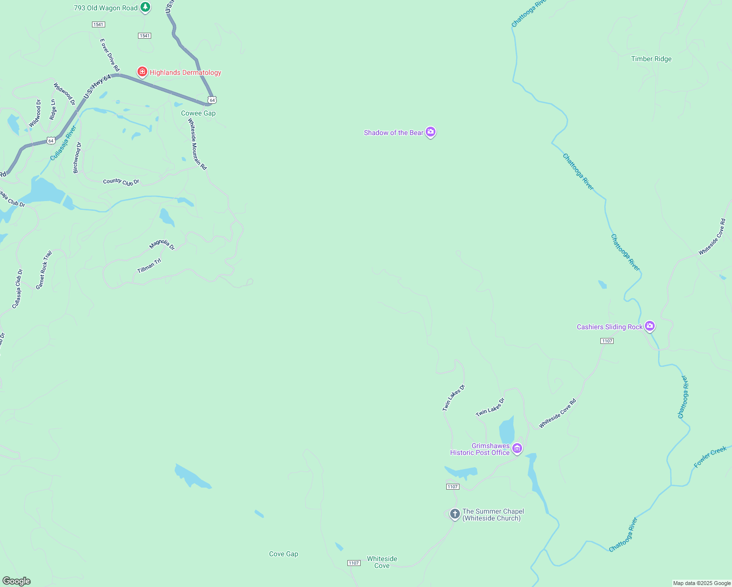map of restaurants, bars, coffee shops, grocery stores, and more near 1893 Twin Lakes Drive in Highlands