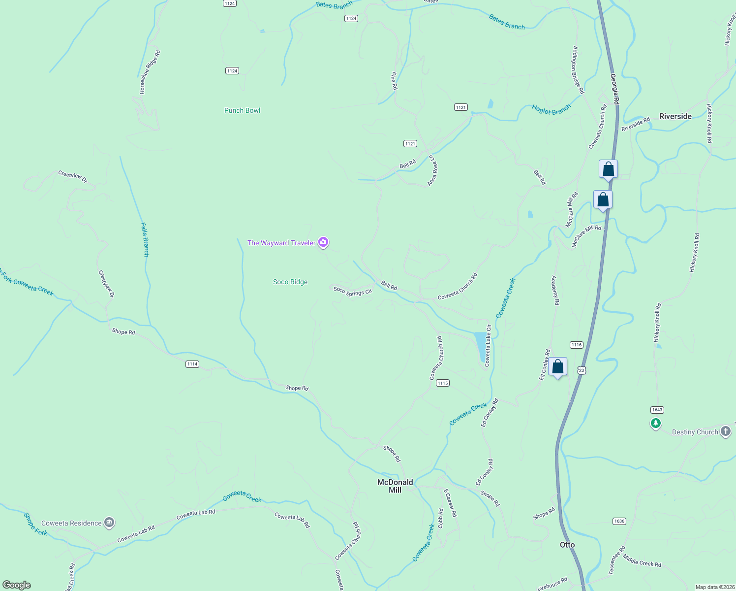 map of restaurants, bars, coffee shops, grocery stores, and more near 193 Finch Knob Road in Otto