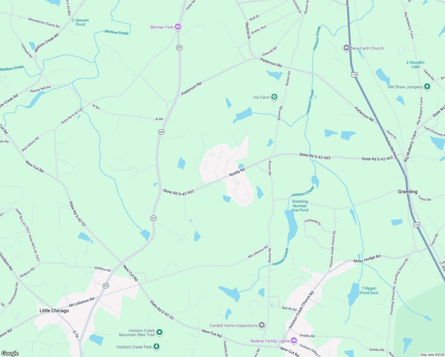 map of restaurants, bars, coffee shops, grocery stores, and more near 1455 Roddy Road in Campobello