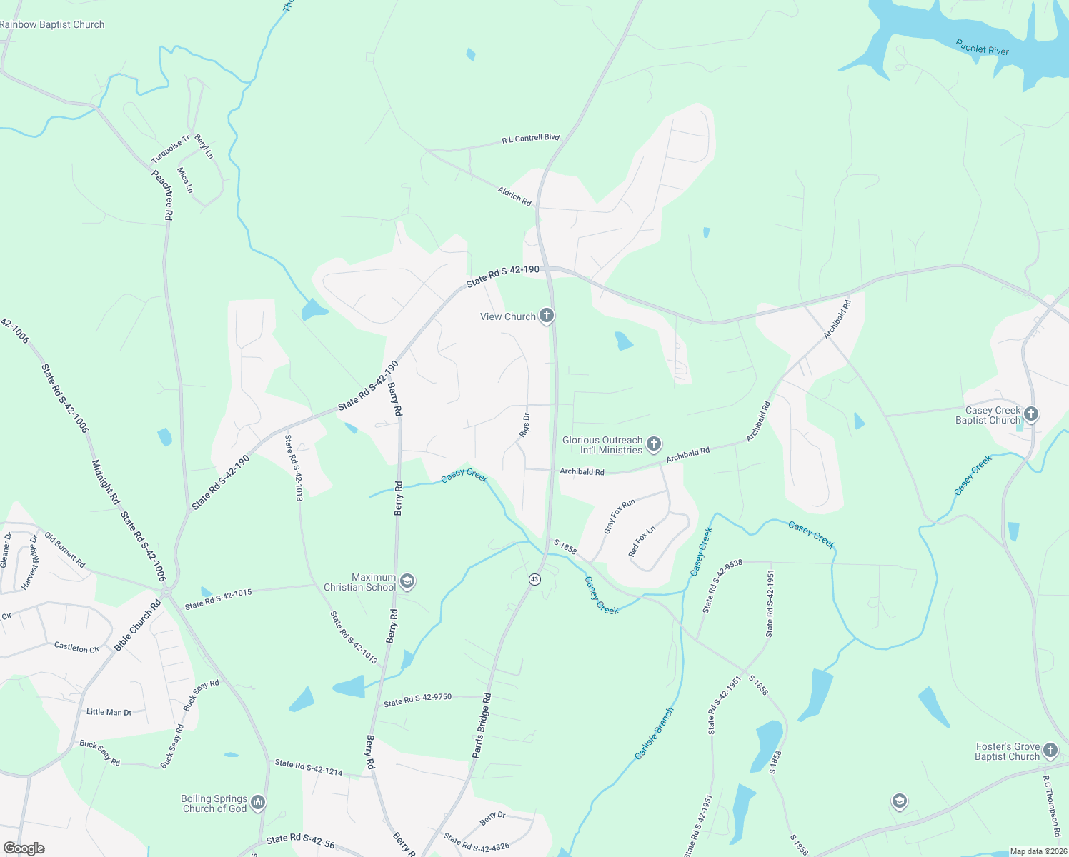 map of restaurants, bars, coffee shops, grocery stores, and more near 221 Rigs Drive in Boiling Springs