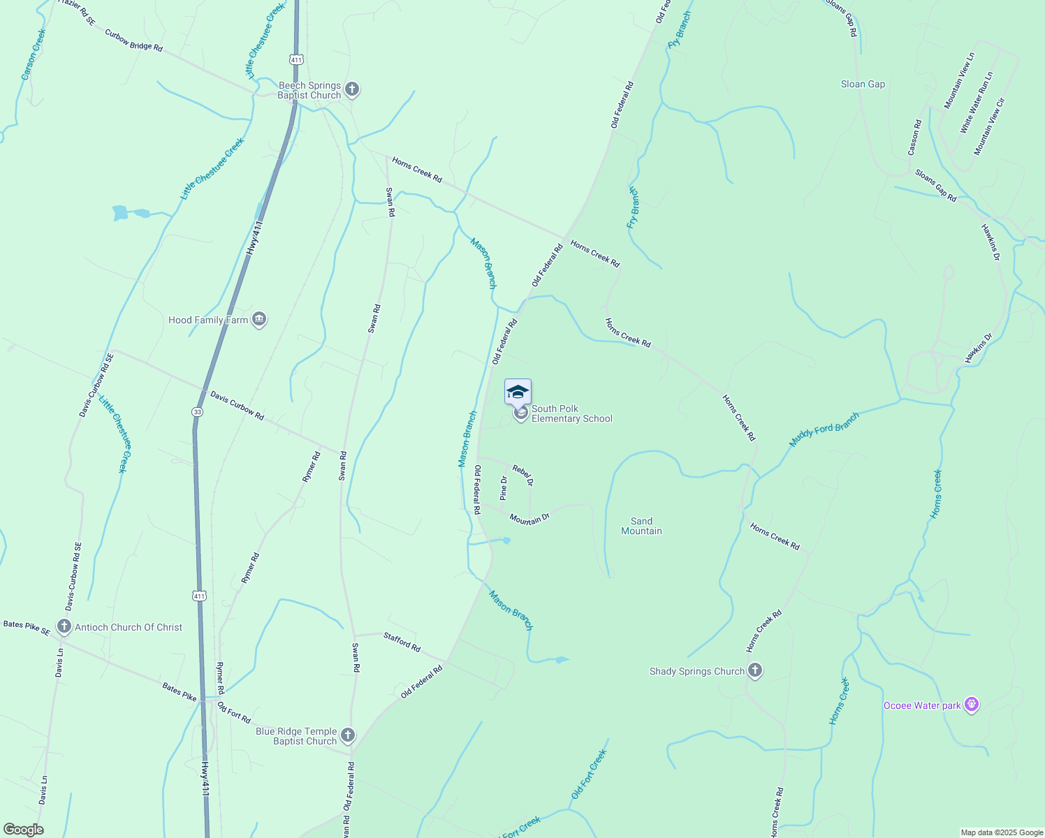 map of restaurants, bars, coffee shops, grocery stores, and more near 964 Old Federal Road in Old Fort