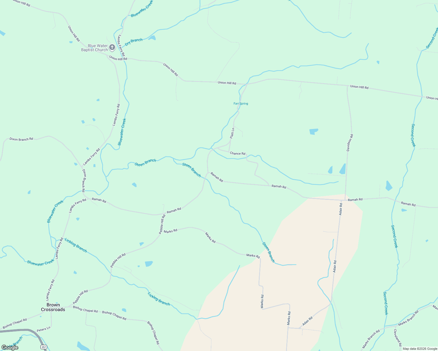 map of restaurants, bars, coffee shops, grocery stores, and more near 212 Ramah Road in Leoma