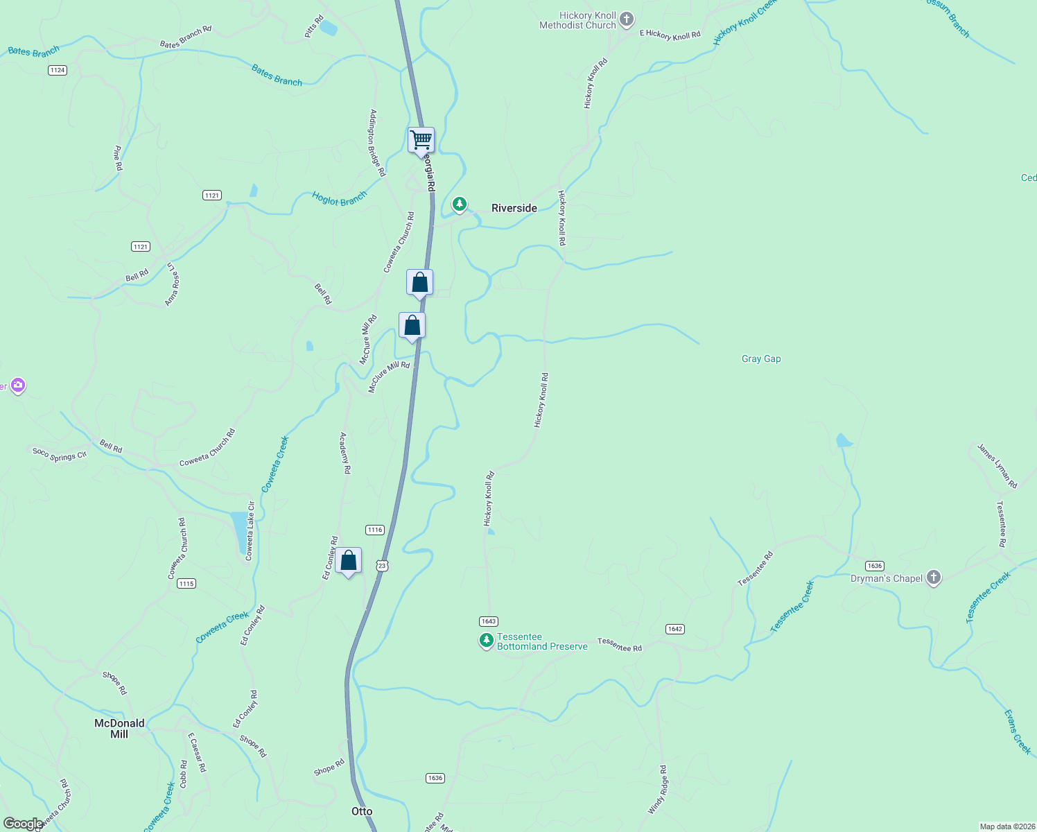 map of restaurants, bars, coffee shops, grocery stores, and more near 1351 Hickory Knoll Road in Franklin