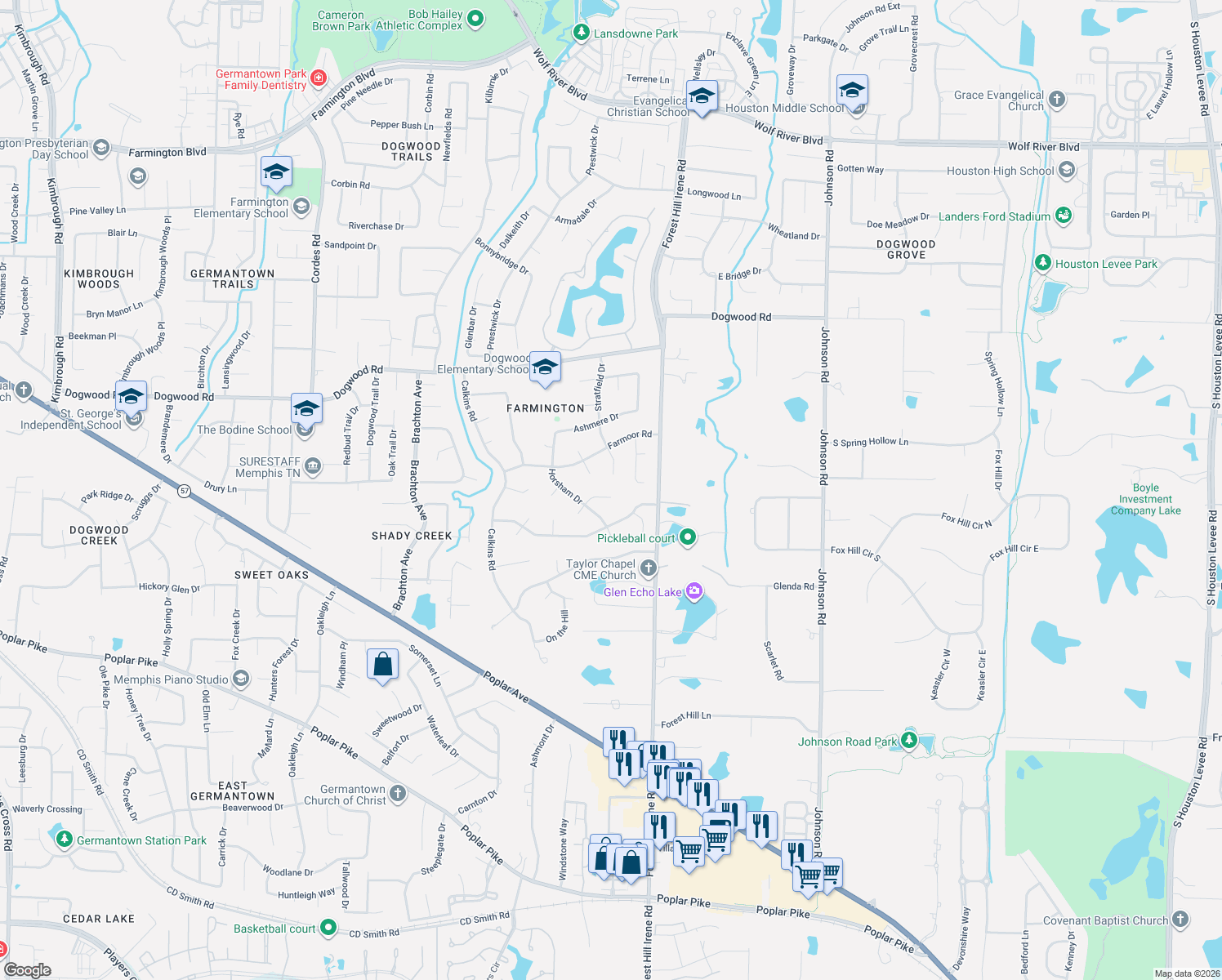 map of restaurants, bars, coffee shops, grocery stores, and more near 9032 Bridgetowne Cove in Germantown