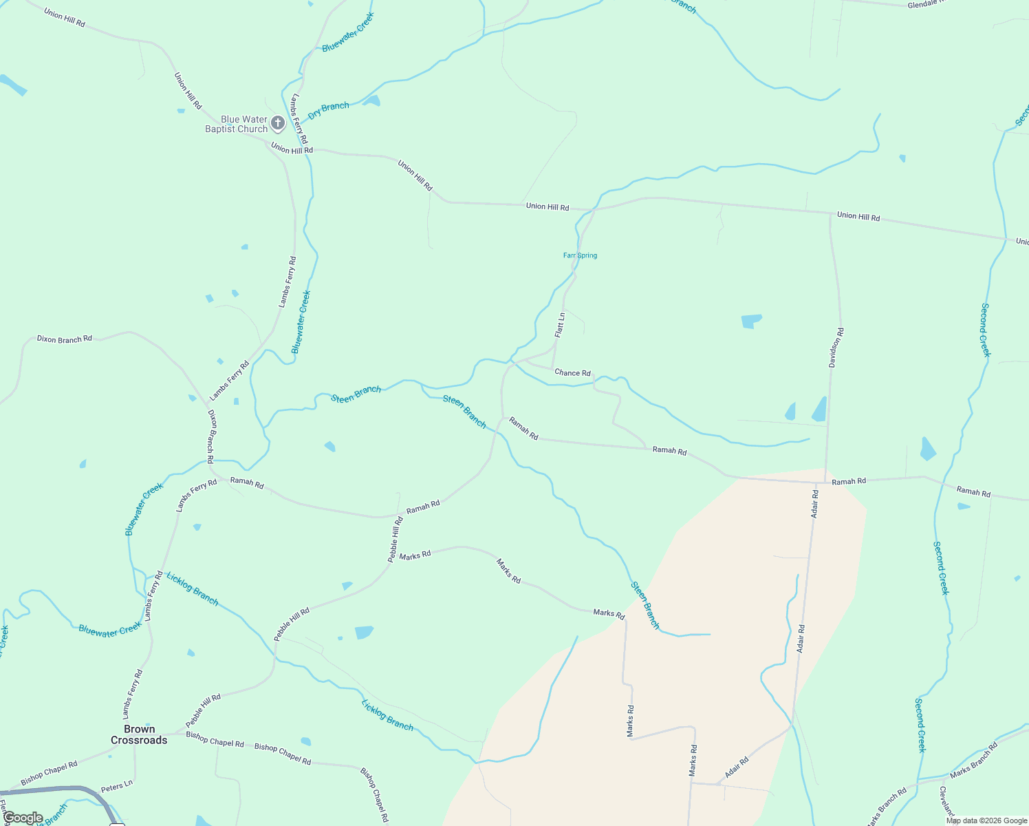 map of restaurants, bars, coffee shops, grocery stores, and more near 212 Ramah Road in Leoma