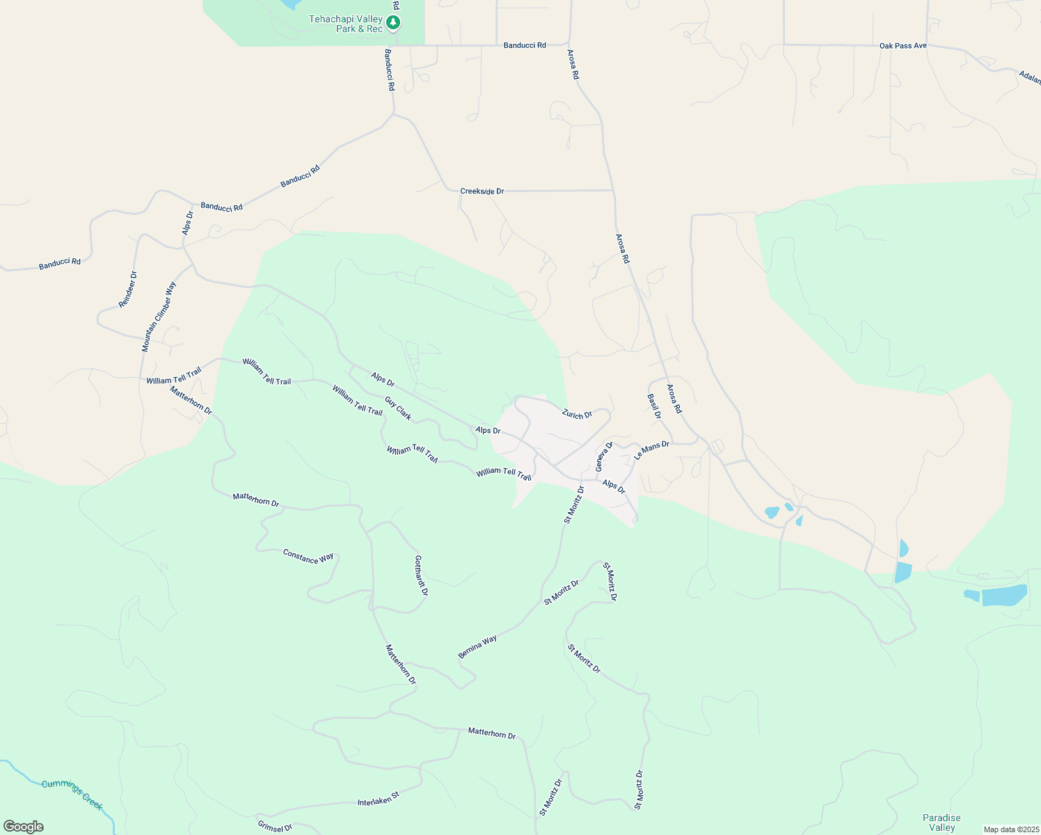 map of restaurants, bars, coffee shops, grocery stores, and more near Zurich Drive in Kern County