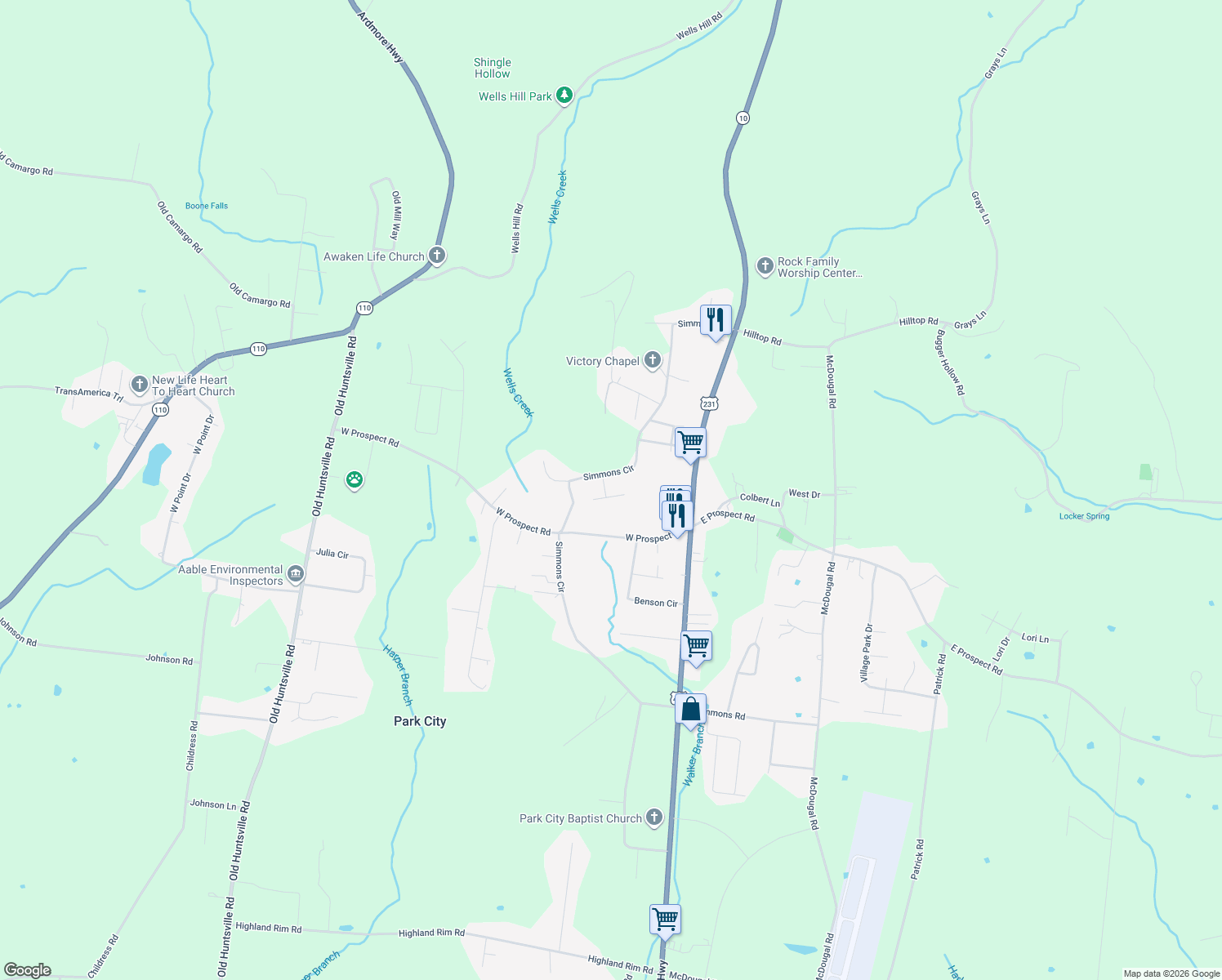 map of restaurants, bars, coffee shops, grocery stores, and more near 4 Park St in Fayetteville