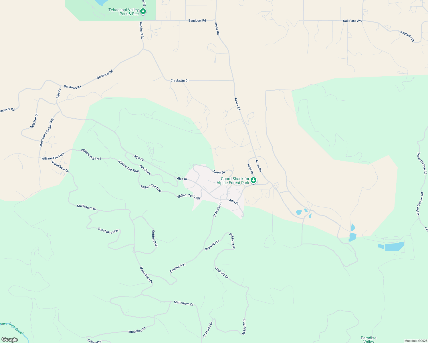 map of restaurants, bars, coffee shops, grocery stores, and more near Zurich Drive in Kern County