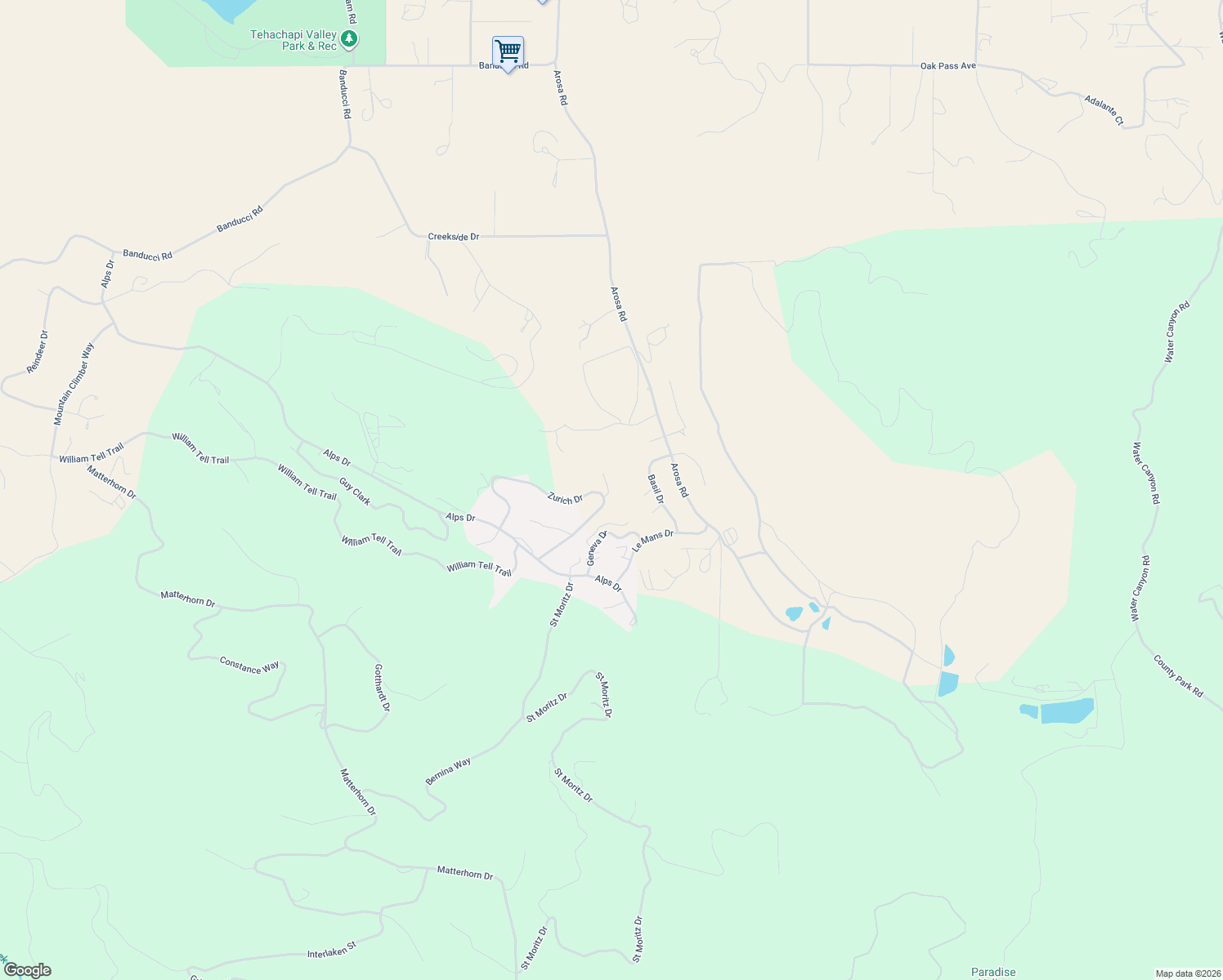 map of restaurants, bars, coffee shops, grocery stores, and more near Lusanne Court in Kern County