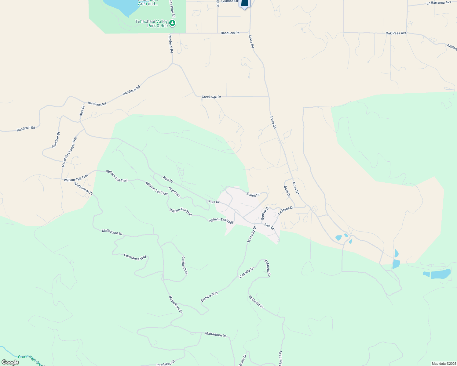 map of restaurants, bars, coffee shops, grocery stores, and more near Zurich Drive in Kern County
