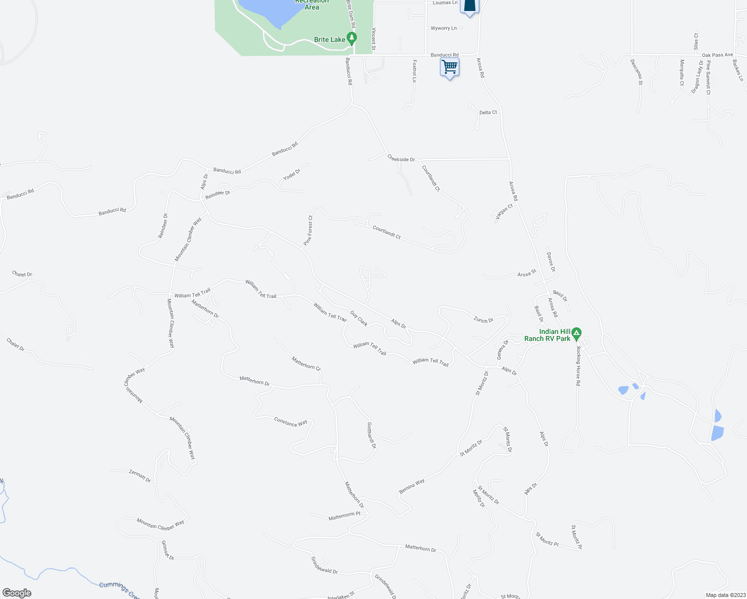 map of restaurants, bars, coffee shops, grocery stores, and more near 18244 Alps Street in Tehachapi