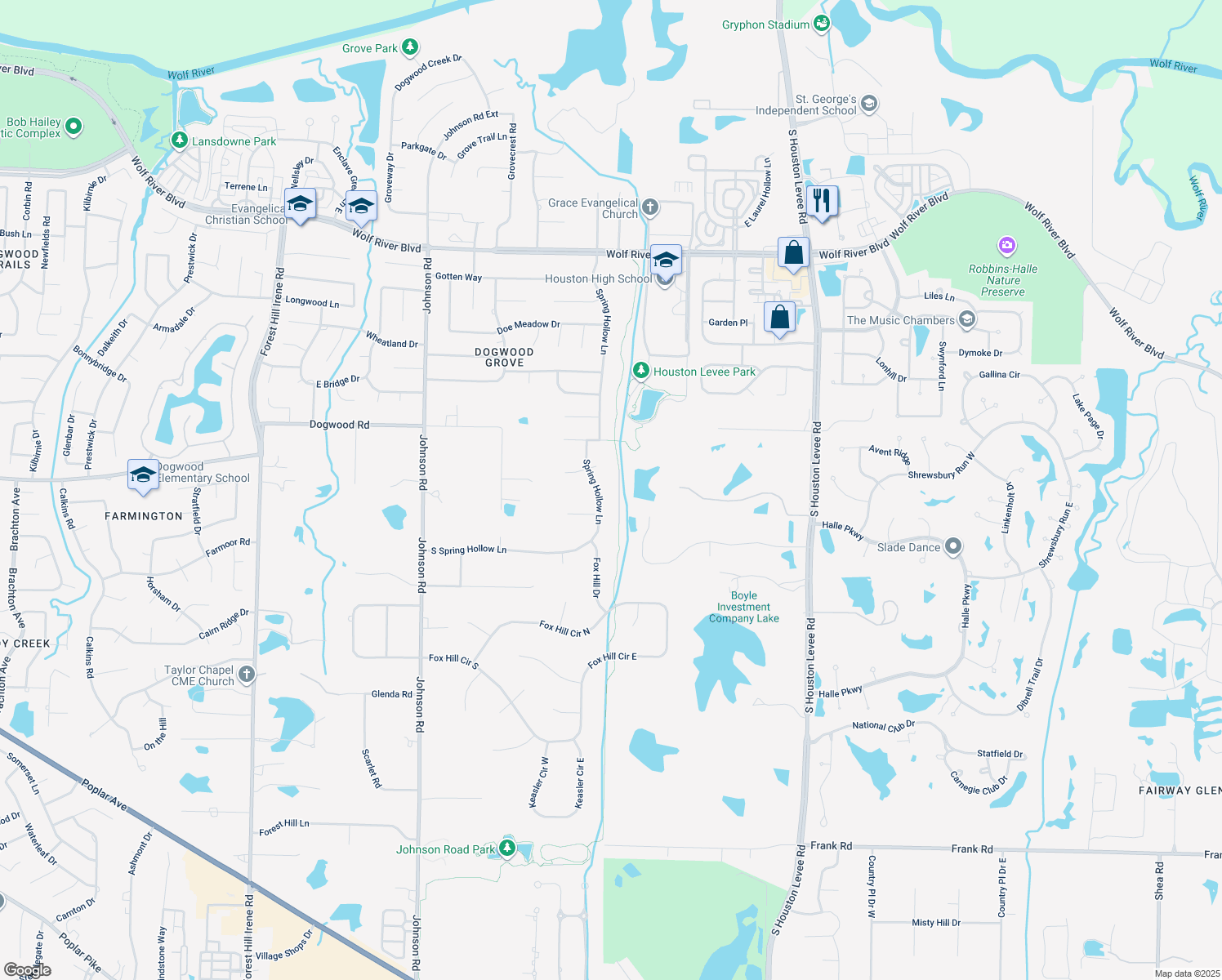 map of restaurants, bars, coffee shops, grocery stores, and more near 2346 Spring Hollow Ln in Germantown