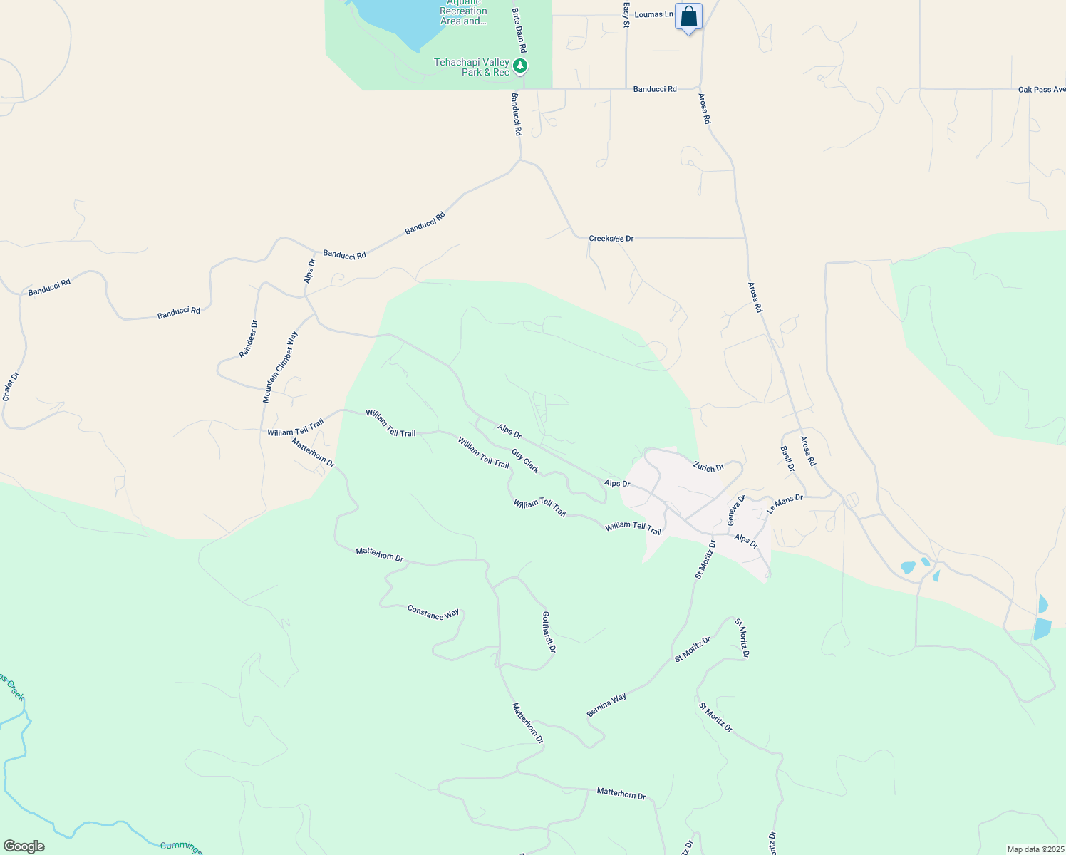 map of restaurants, bars, coffee shops, grocery stores, and more near 18260 Alps Drive in Tehachapi
