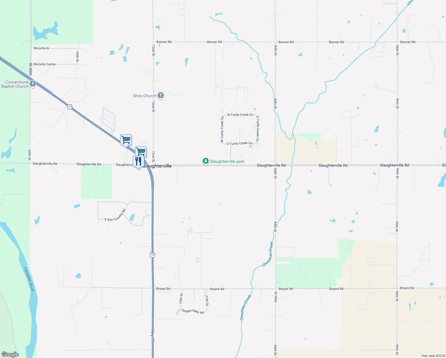 map of restaurants, bars, coffee shops, grocery stores, and more near 7800 Slaughterville Road in Lexington