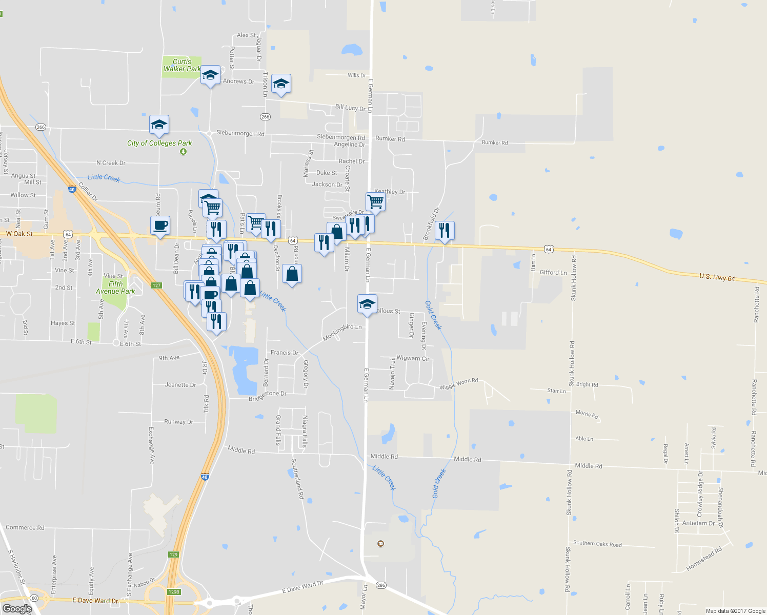 map of restaurants, bars, coffee shops, grocery stores, and more near 1940 Hallous Street in Conway