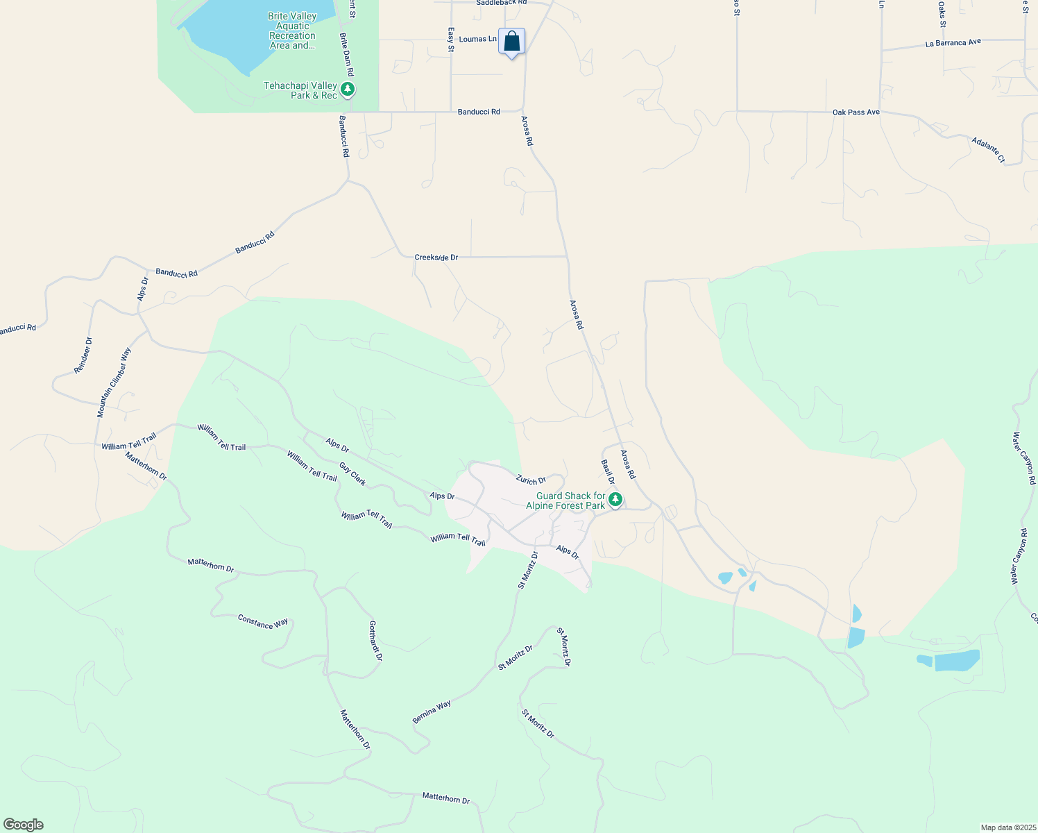map of restaurants, bars, coffee shops, grocery stores, and more near 22116 Arosa Road in Tehachapi