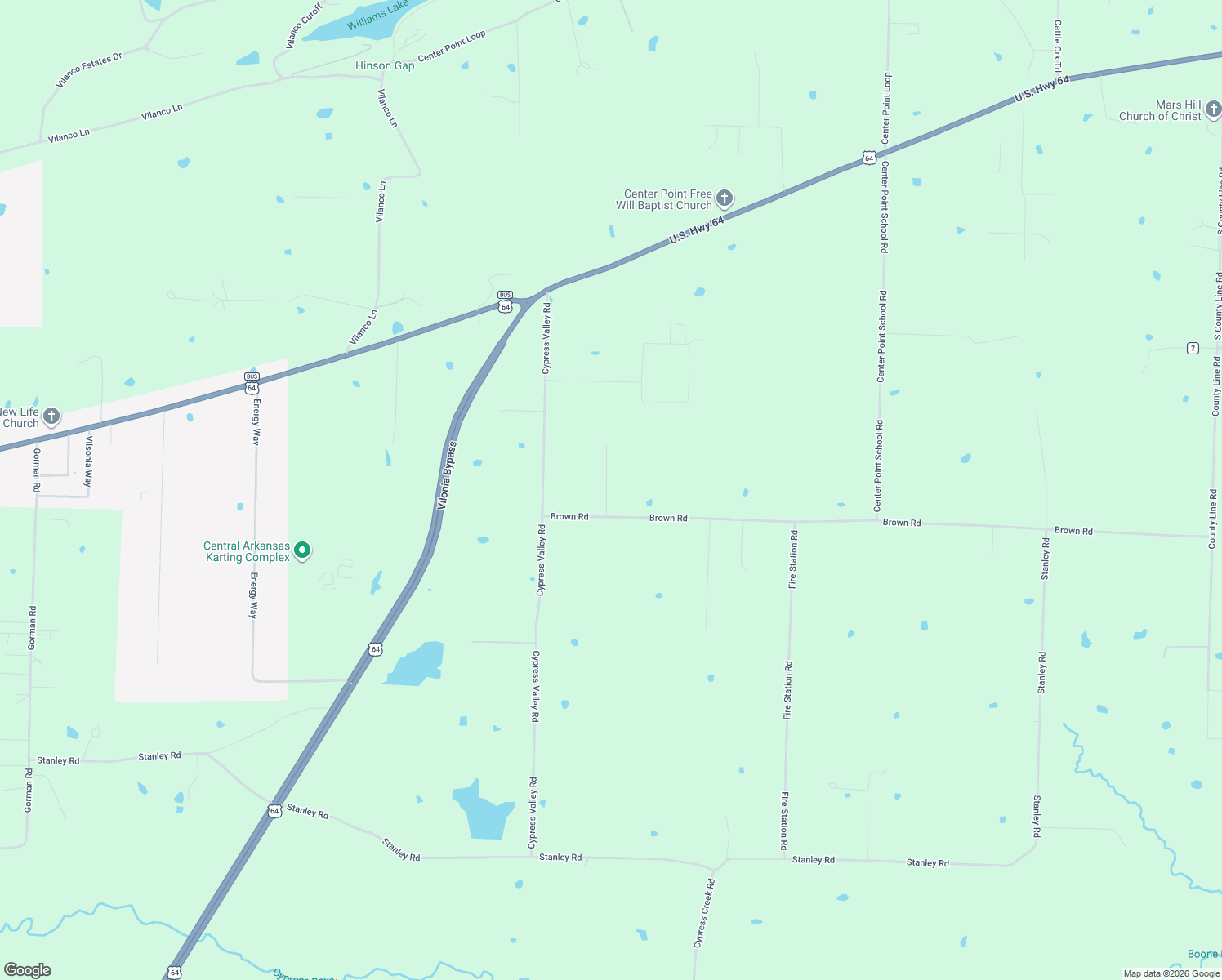 map of restaurants, bars, coffee shops, grocery stores, and more near 13 Brown Road in Vilonia