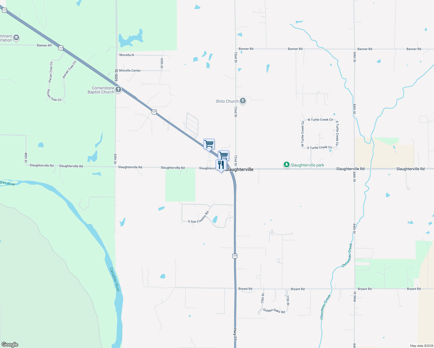 map of restaurants, bars, coffee shops, grocery stores, and more near 7000 Slaughterville Rd in Lexington