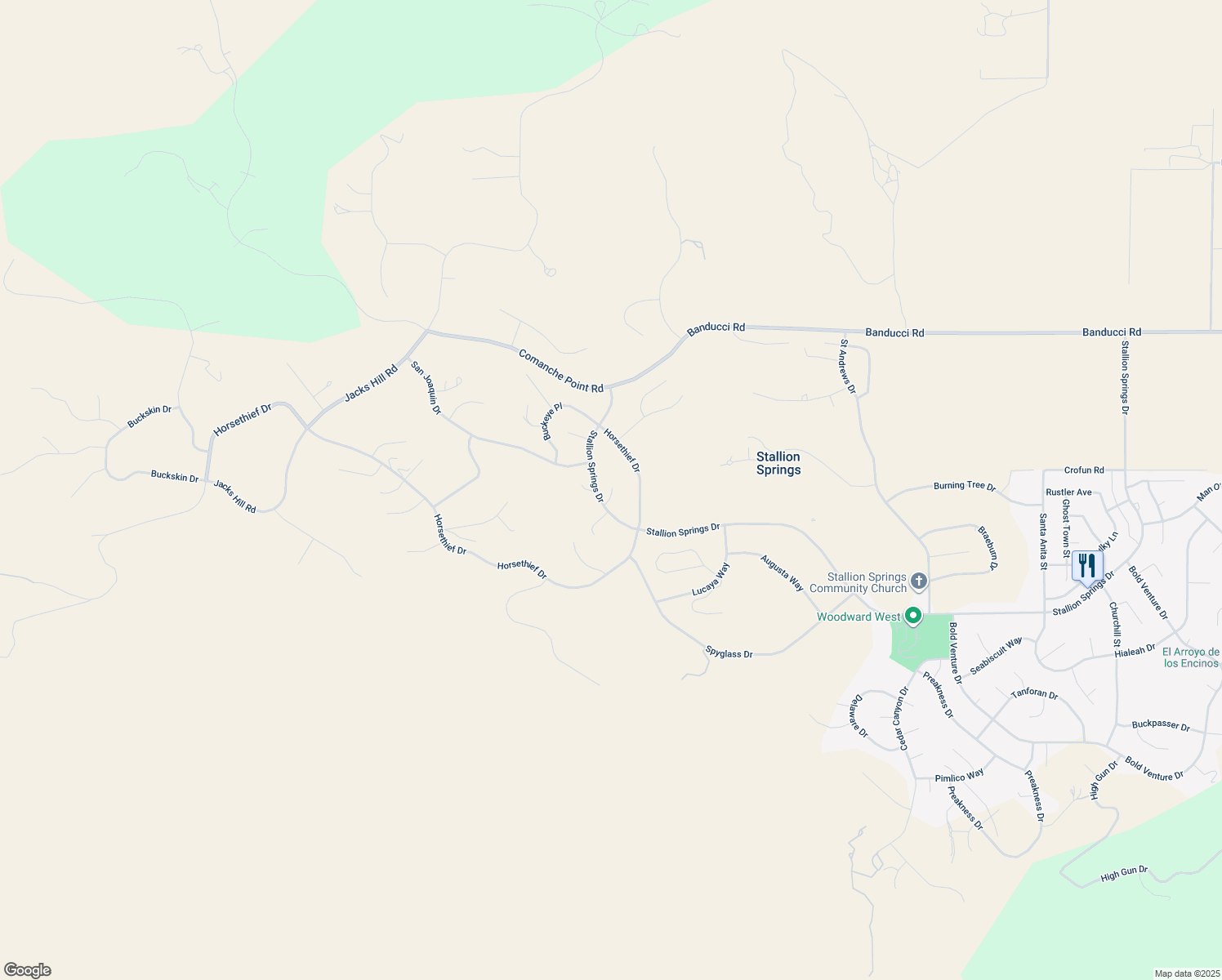 map of restaurants, bars, coffee shops, grocery stores, and more near 29341 Stallion Springs Drive in Tehachapi
