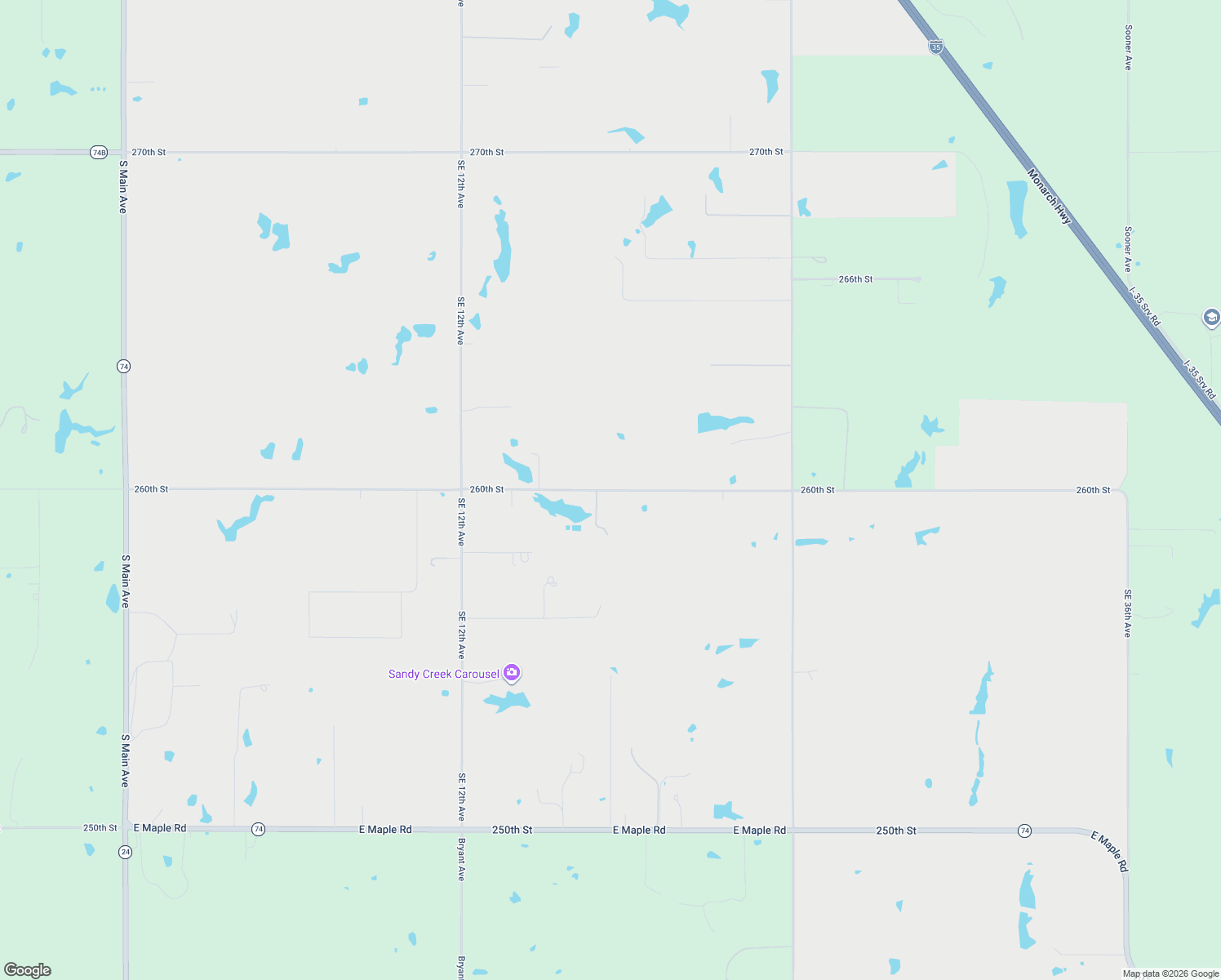 map of restaurants, bars, coffee shops, grocery stores, and more near 22475 E Redbud Rd in Goldsby