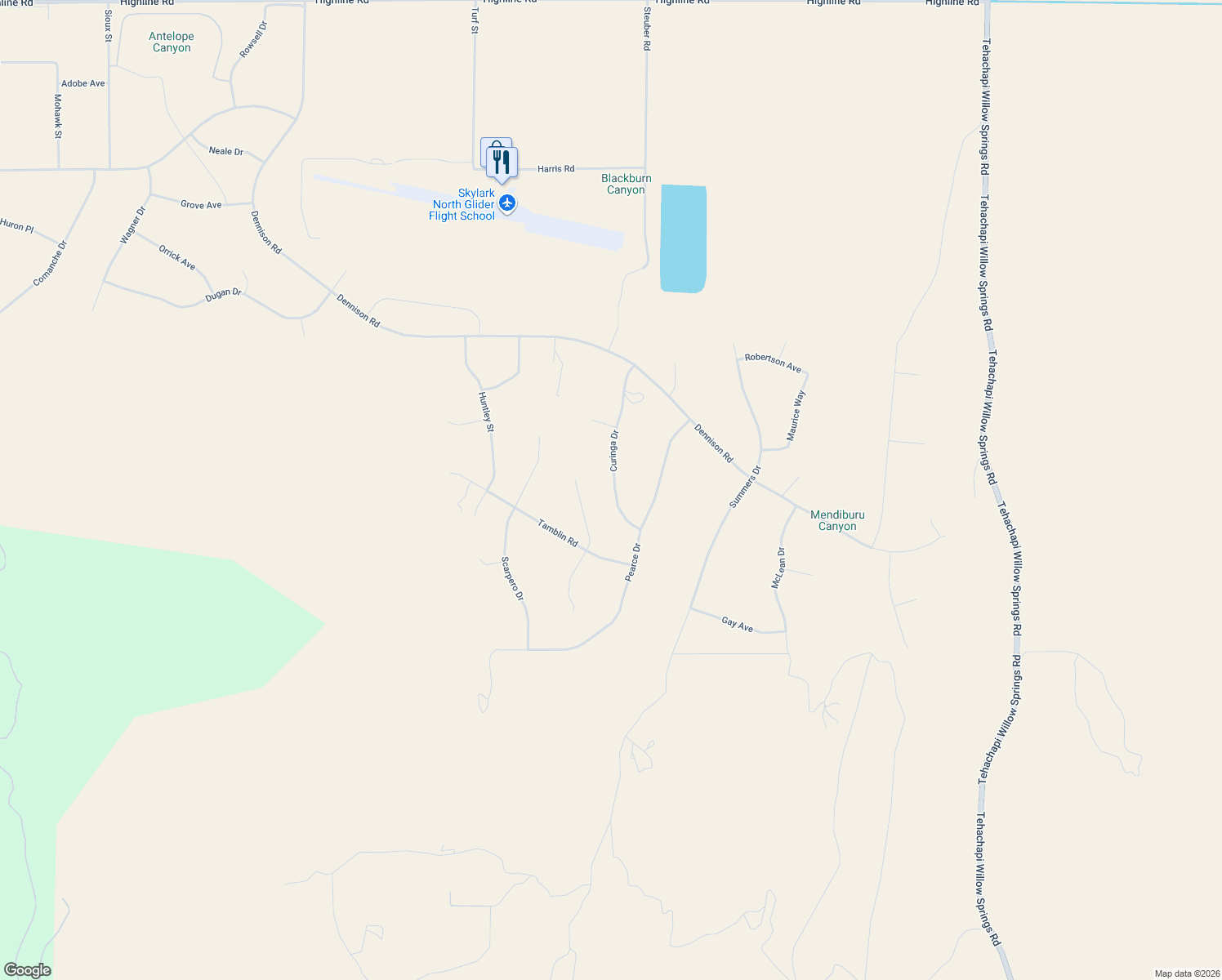 map of restaurants, bars, coffee shops, grocery stores, and more near Curinga Dr in Tehachapi