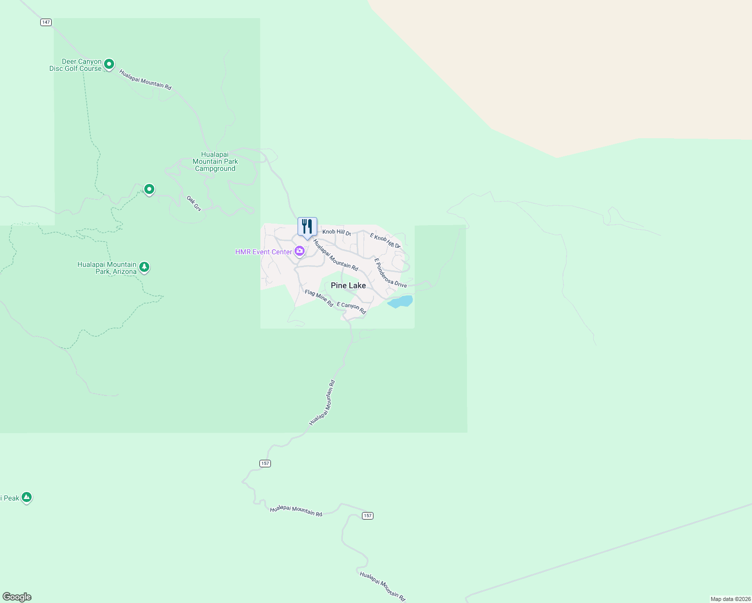 map of restaurants, bars, coffee shops, grocery stores, and more near Hualapai Mountain Road in Kingman