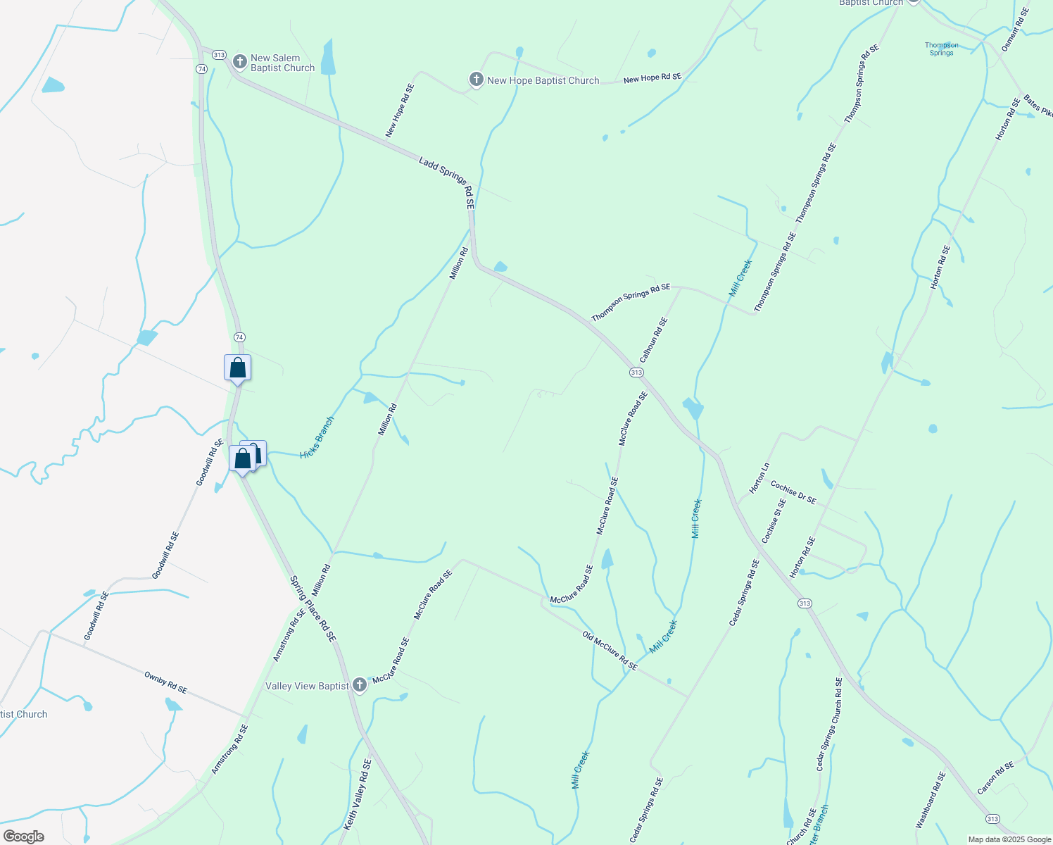 map of restaurants, bars, coffee shops, grocery stores, and more near 211 Alecia Lane Southeast in Cleveland