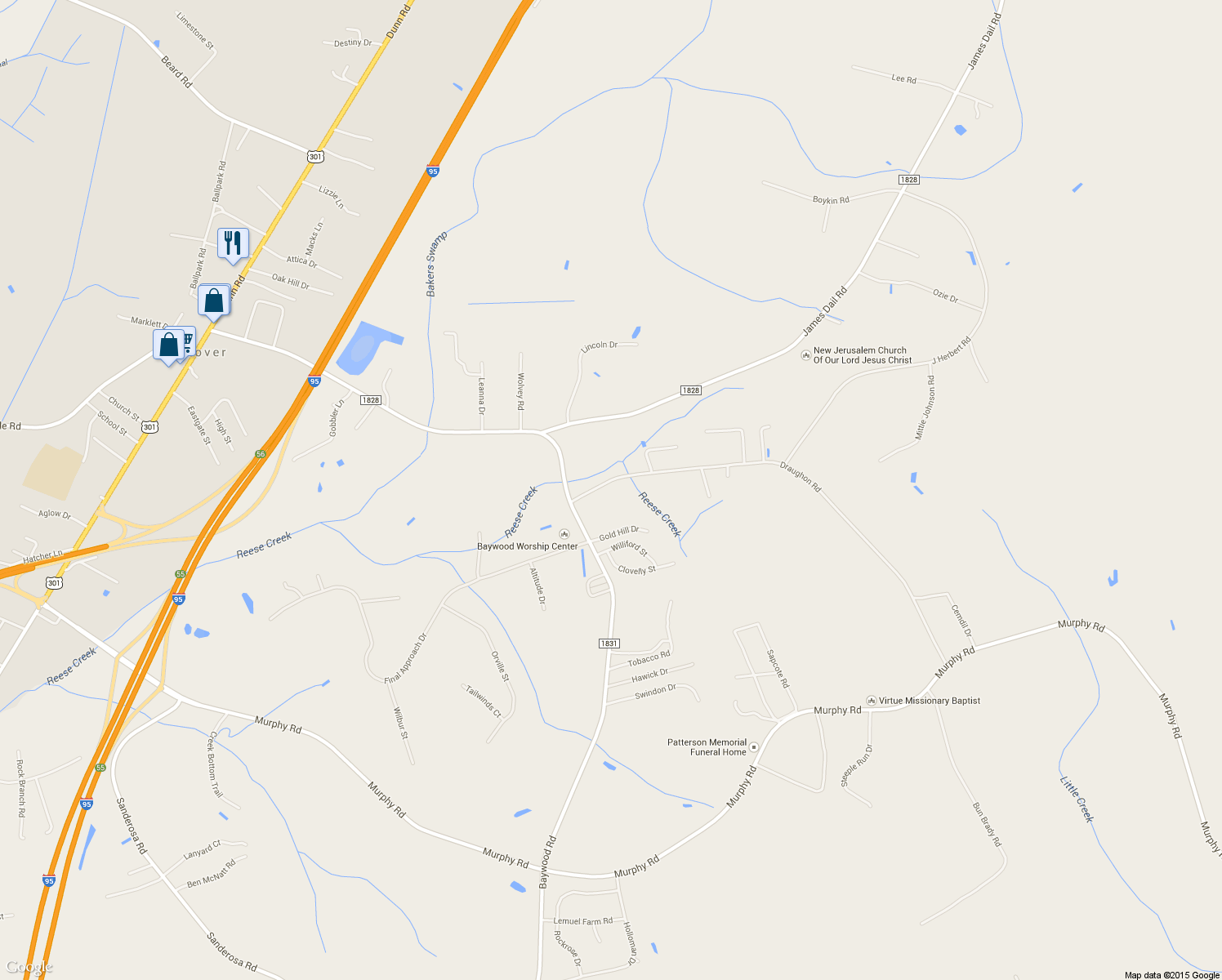 map of restaurants, bars, coffee shops, grocery stores, and more near 3962 Draughon Road in Fayetteville