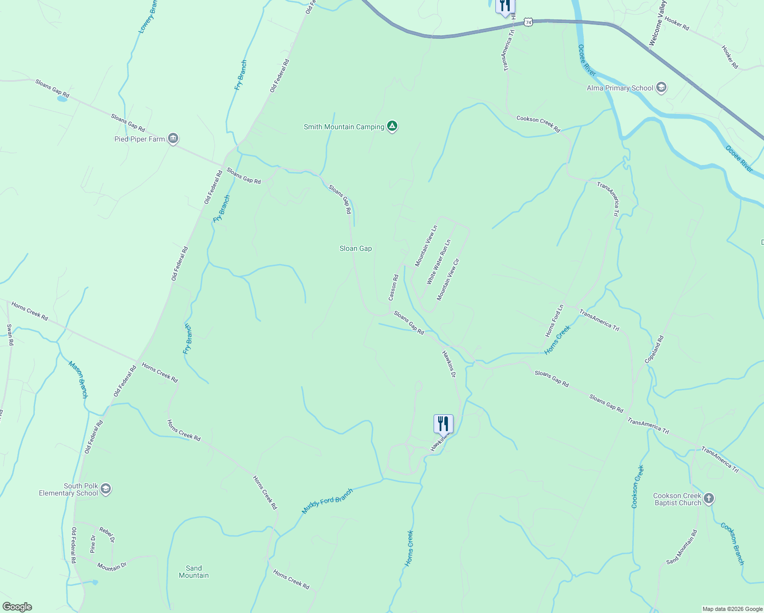 map of restaurants, bars, coffee shops, grocery stores, and more near 113 Cherokee Ridge Drive in Ocoee