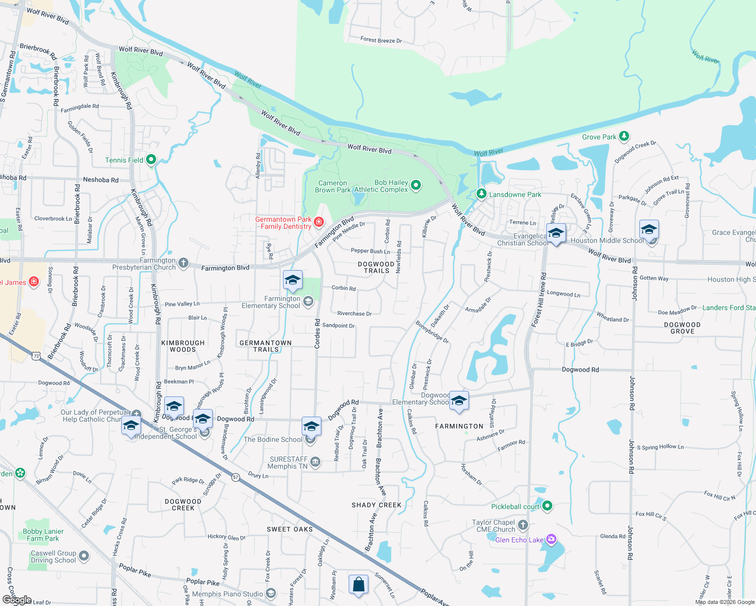 map of restaurants, bars, coffee shops, grocery stores, and more near 2071 Stafford Park Ln in Germantown
