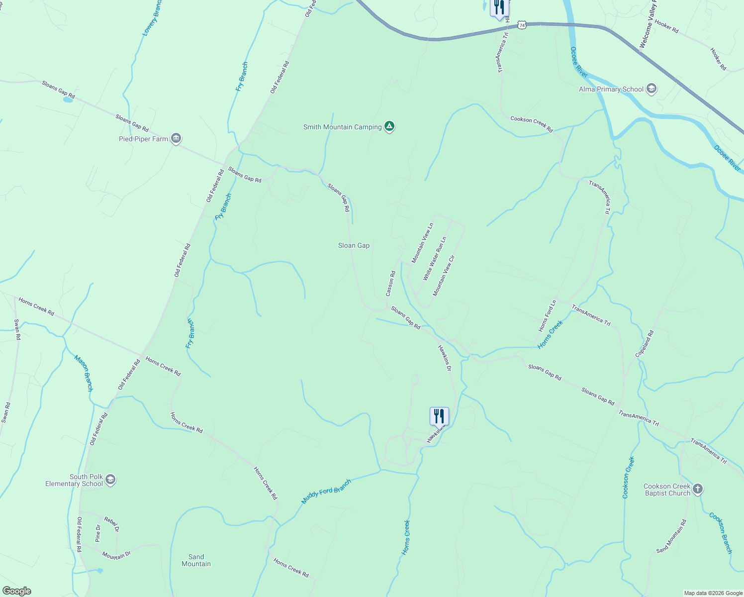 map of restaurants, bars, coffee shops, grocery stores, and more near 113 Cherokee Ridge Drive in Ocoee