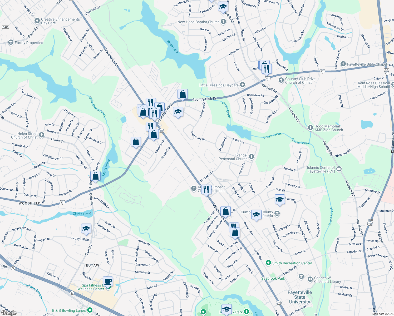 map of restaurants, bars, coffee shops, grocery stores, and more near 1019 Patina Ct in Fayetteville