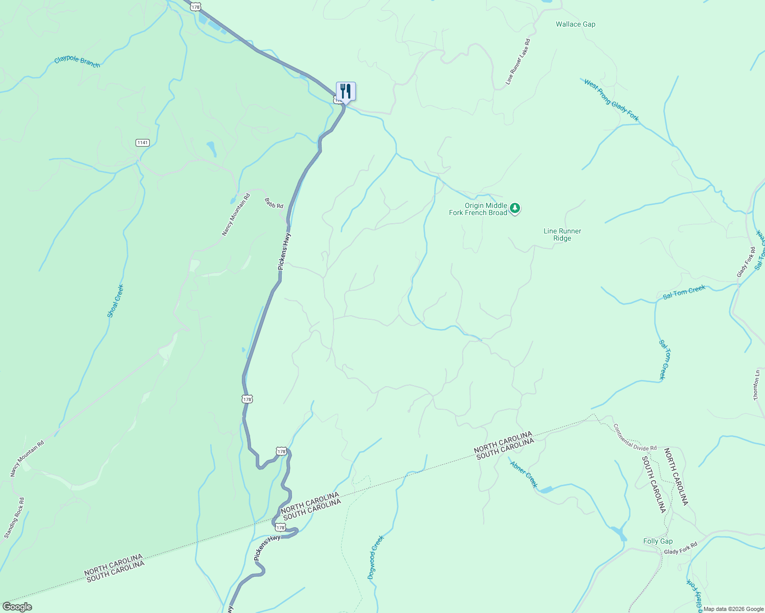 map of restaurants, bars, coffee shops, grocery stores, and more near TR 87-R Hubbard Hollow Road in Rosman