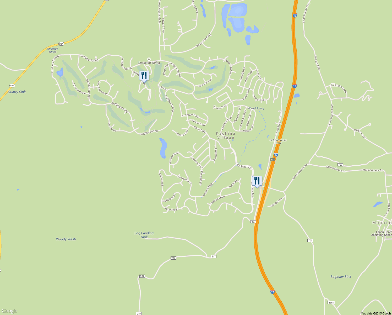 map of restaurants, bars, coffee shops, grocery stores, and more near 551 Hotevilla Trail in Flagstaff