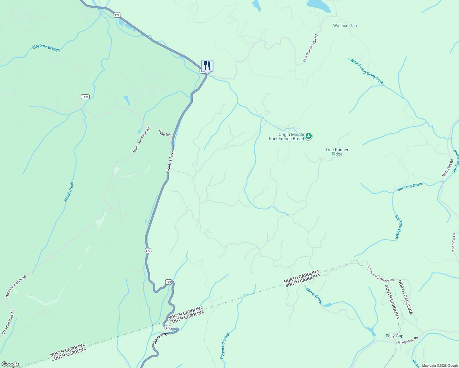 map of restaurants, bars, coffee shops, grocery stores, and more near TR 87-R Hubbard Hollow Road in Rosman