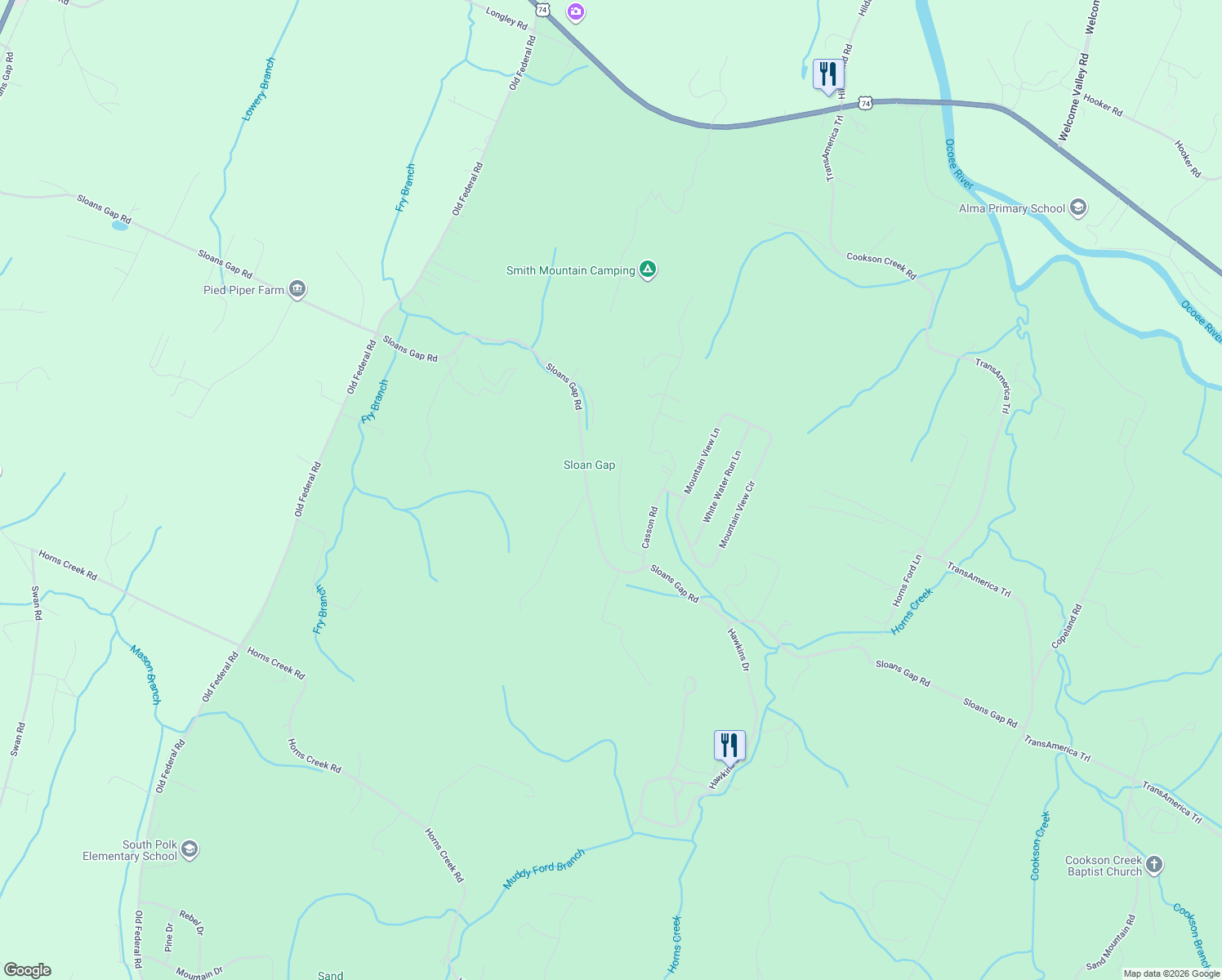 map of restaurants, bars, coffee shops, grocery stores, and more near 152 Cherokee Ridge Drive in Ocoee