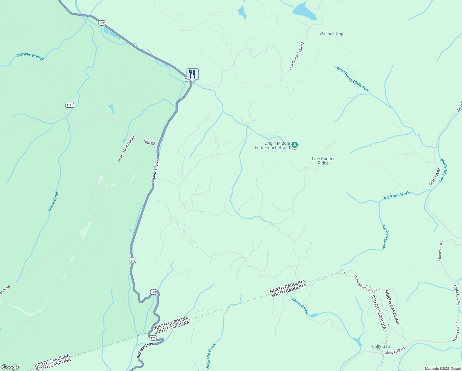 map of restaurants, bars, coffee shops, grocery stores, and more near 581 Hubbard Hollow Road in Rosman