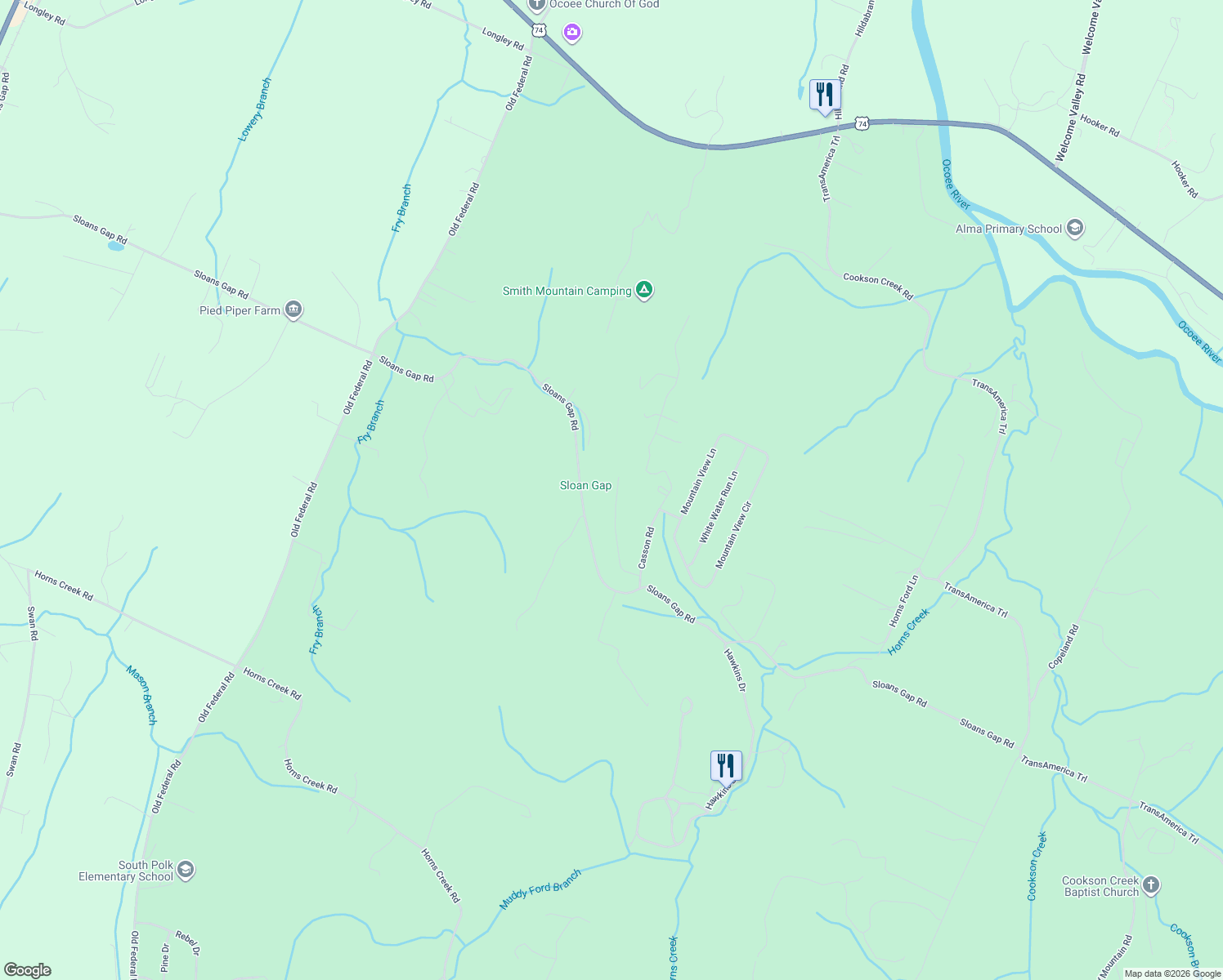 map of restaurants, bars, coffee shops, grocery stores, and more near 152 Cherokee Ridge Drive in Ocoee