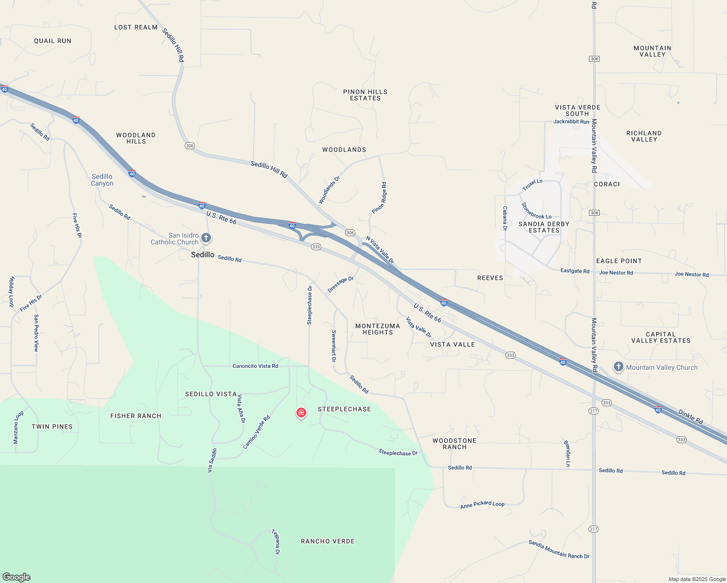 map of restaurants, bars, coffee shops, grocery stores, and more near 8 McCall Trail in Tijeras