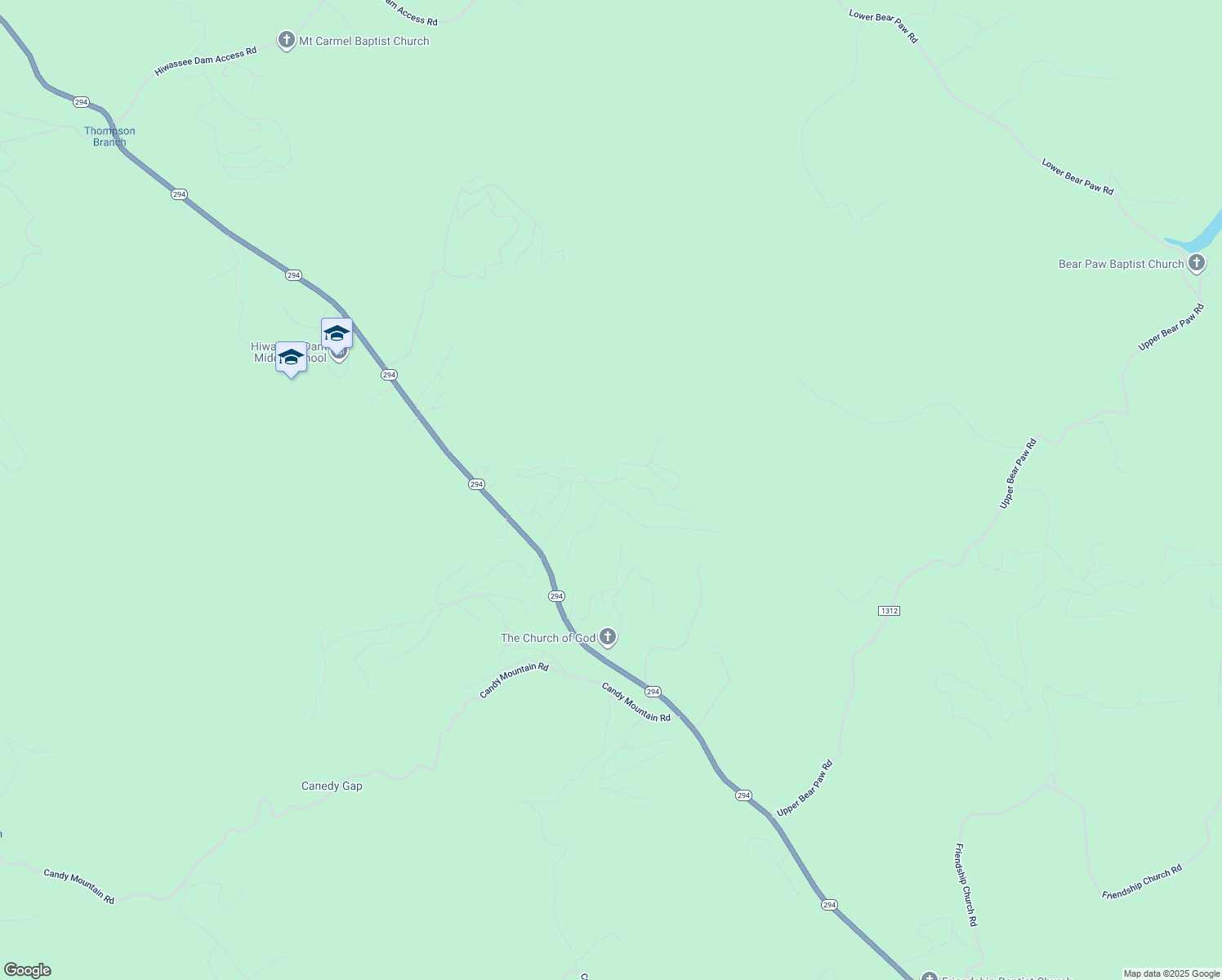 map of restaurants, bars, coffee shops, grocery stores, and more near 353 Whispering Springs Drive in Murphy