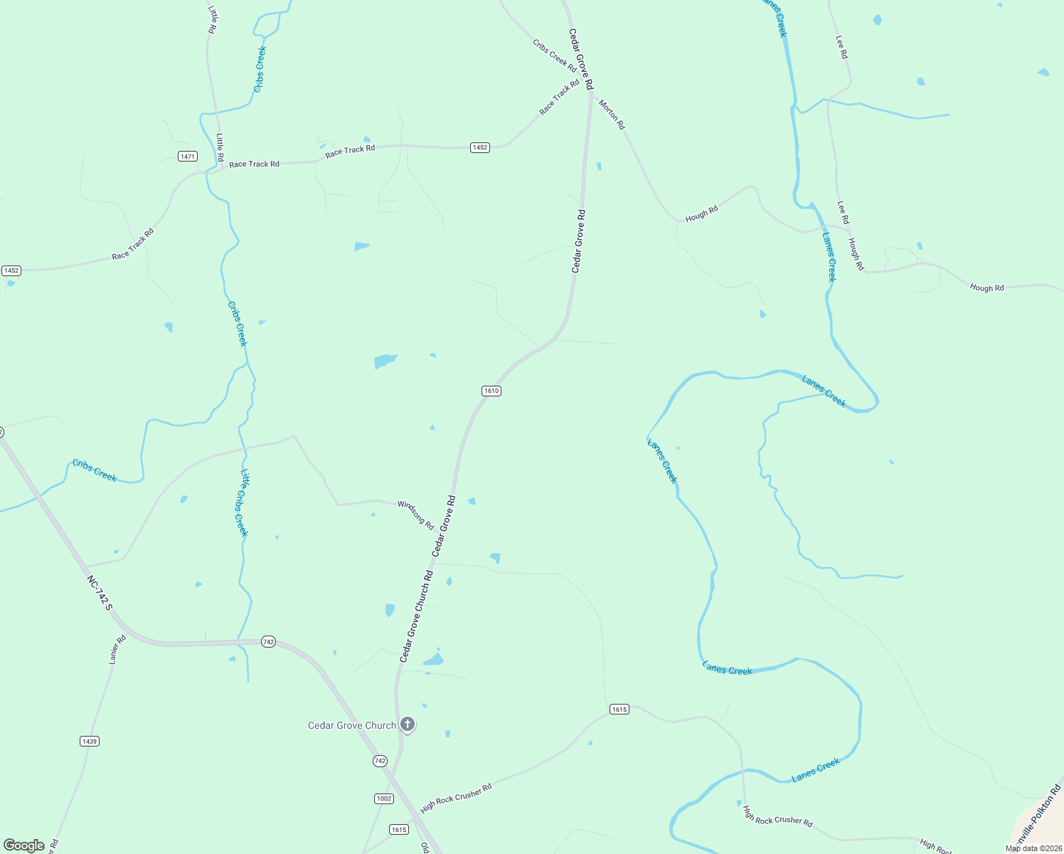 map of restaurants, bars, coffee shops, grocery stores, and more near 1434 Cedar Grove Church Road in Polkton