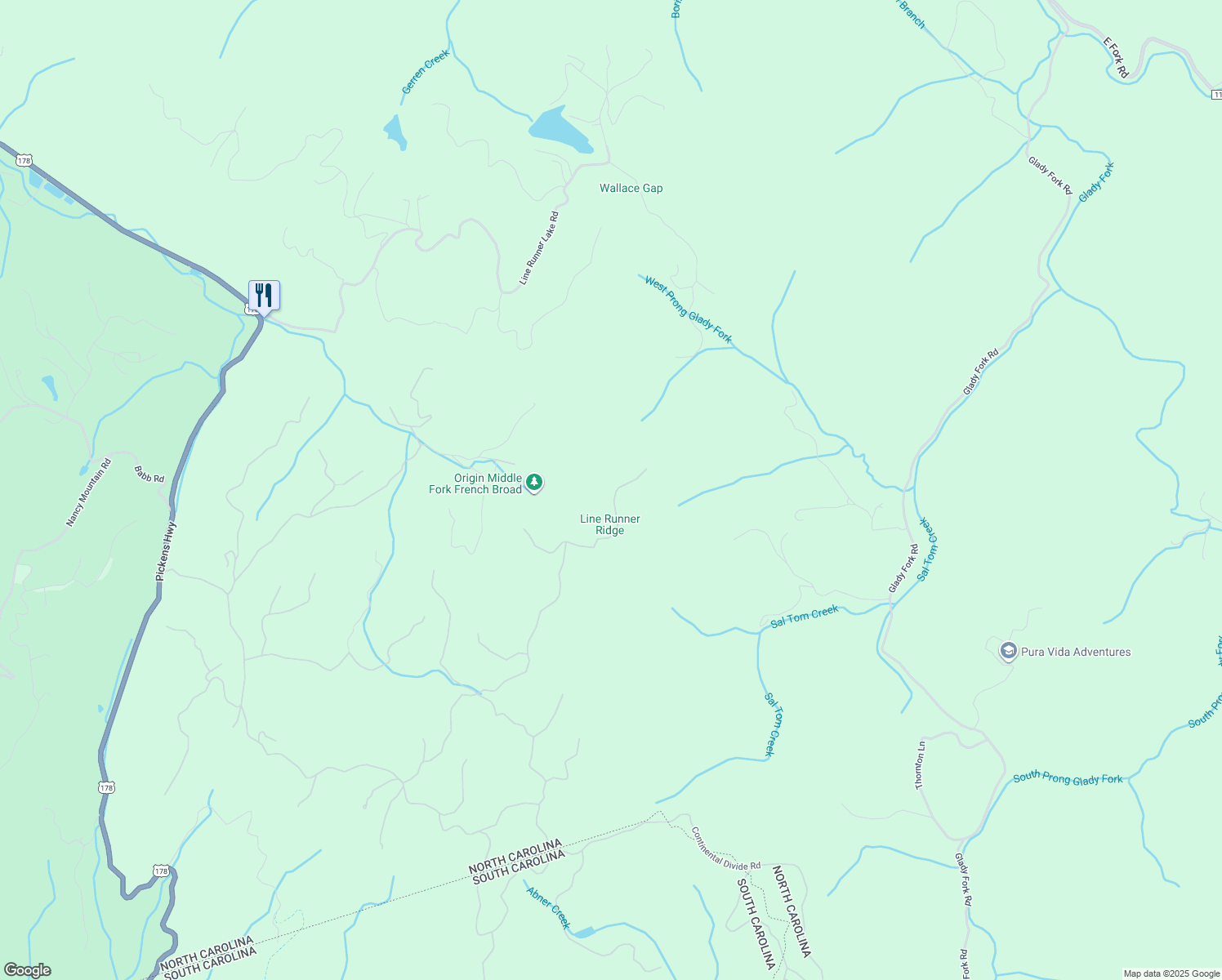map of restaurants, bars, coffee shops, grocery stores, and more near 1386 Whitetail Trail in Rosman