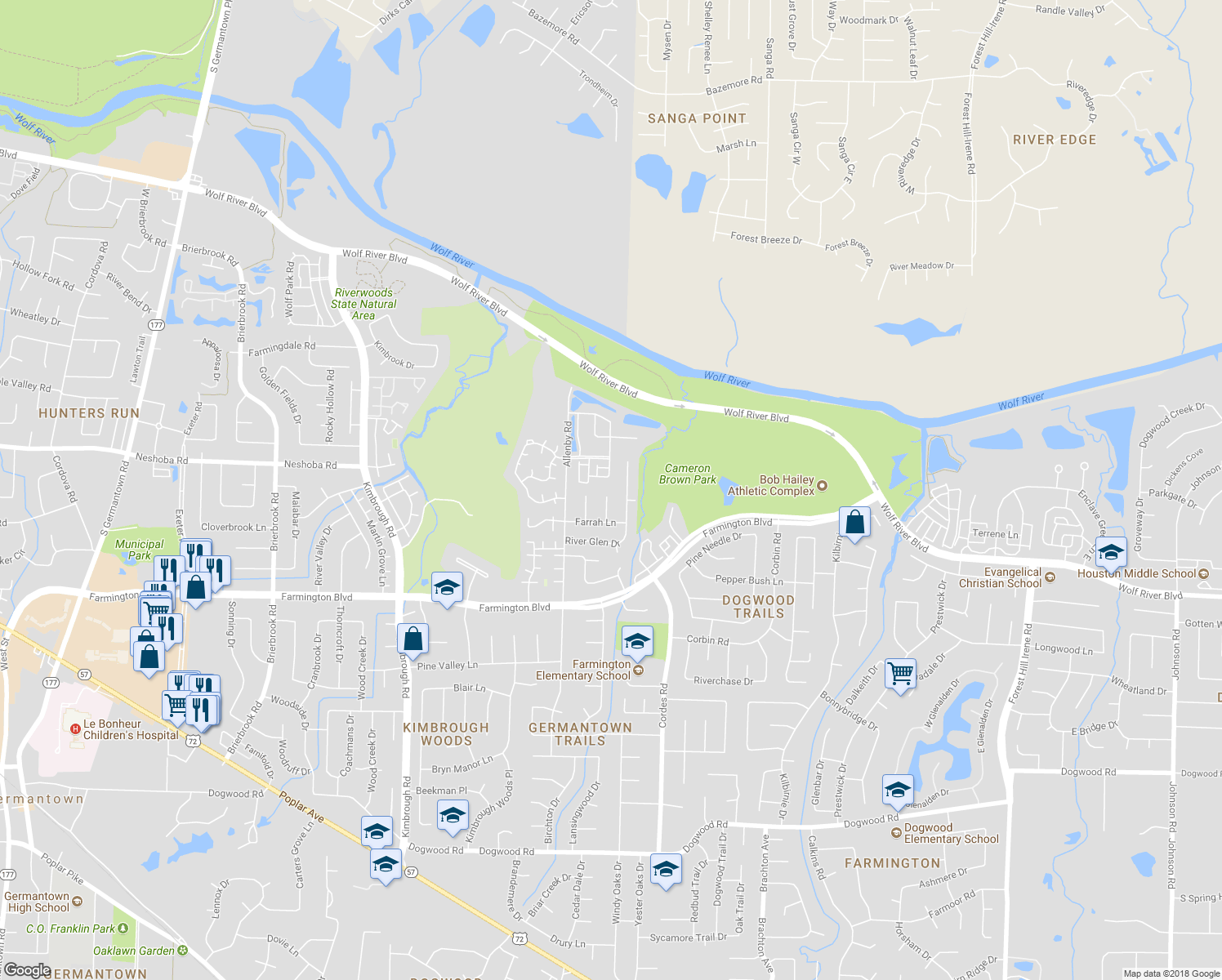 map of restaurants, bars, coffee shops, grocery stores, and more near 1762 Lindell Cove in Germantown