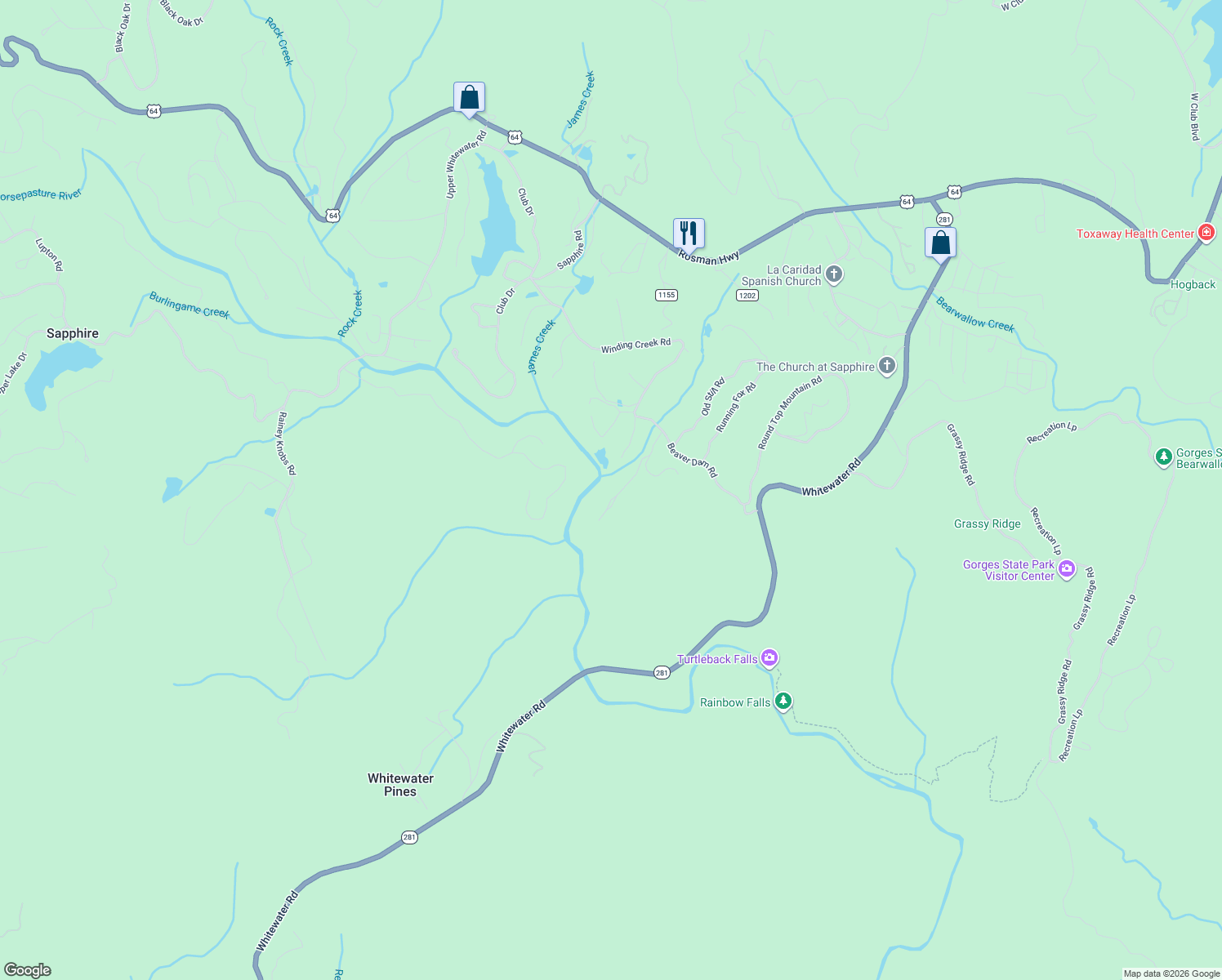 map of restaurants, bars, coffee shops, grocery stores, and more near 238 Hidden Lane in Sapphire